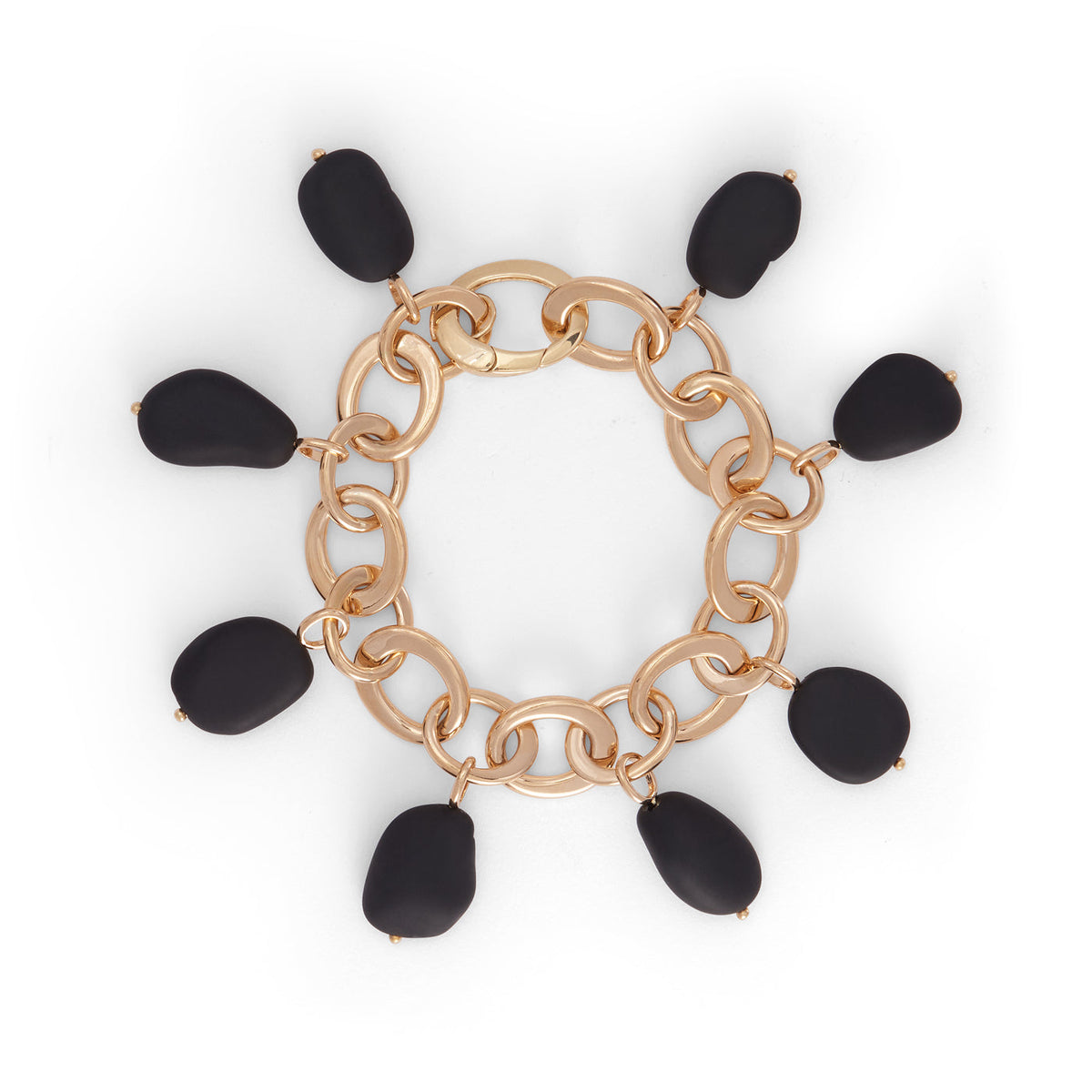 Crescent Link Bracelet with Black Tourmaline