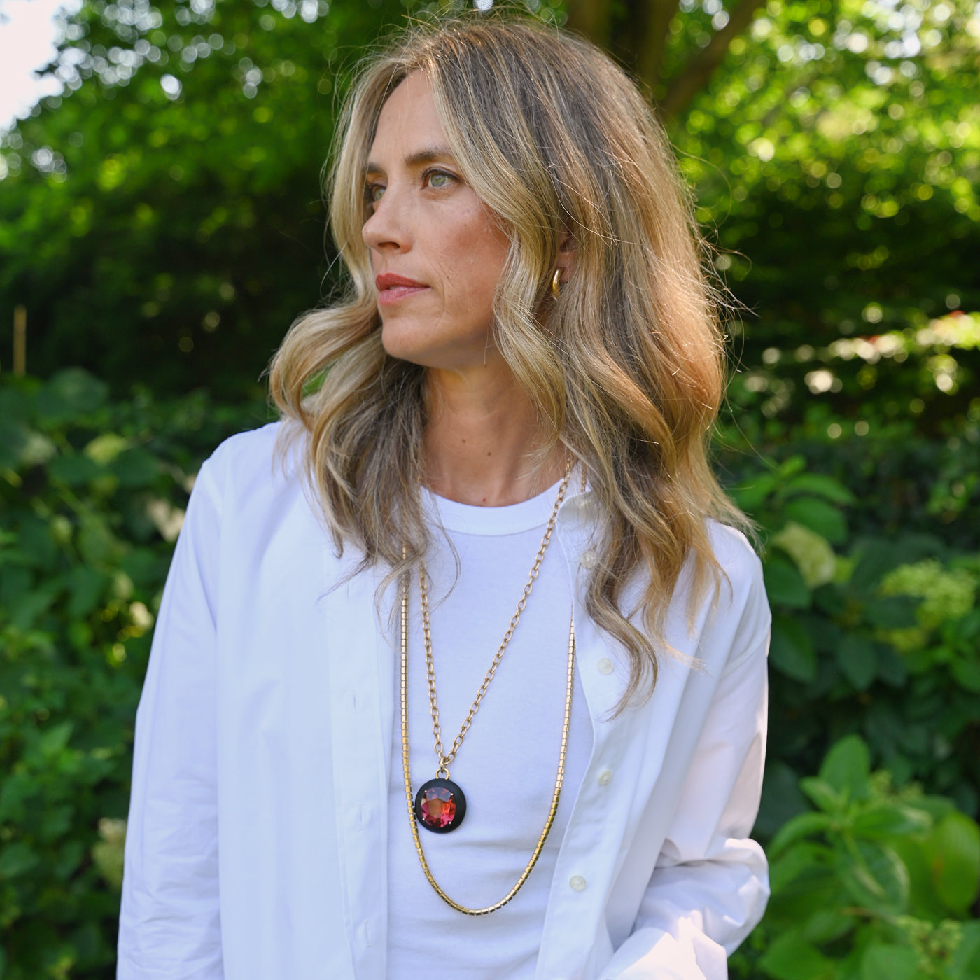 Ebony Pendant with Cushion Rubellite Tourmaline