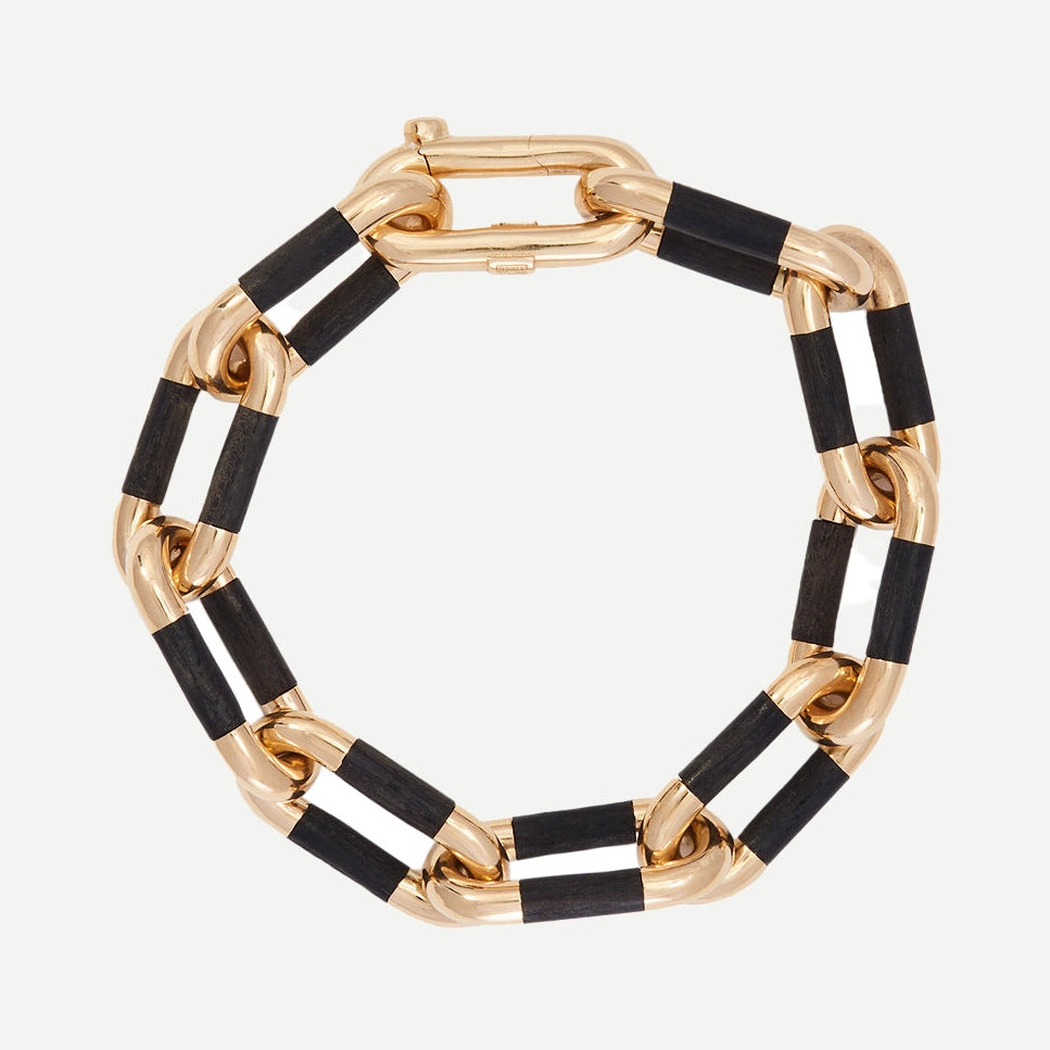 Ebony and Gold Oval Link Bracelet