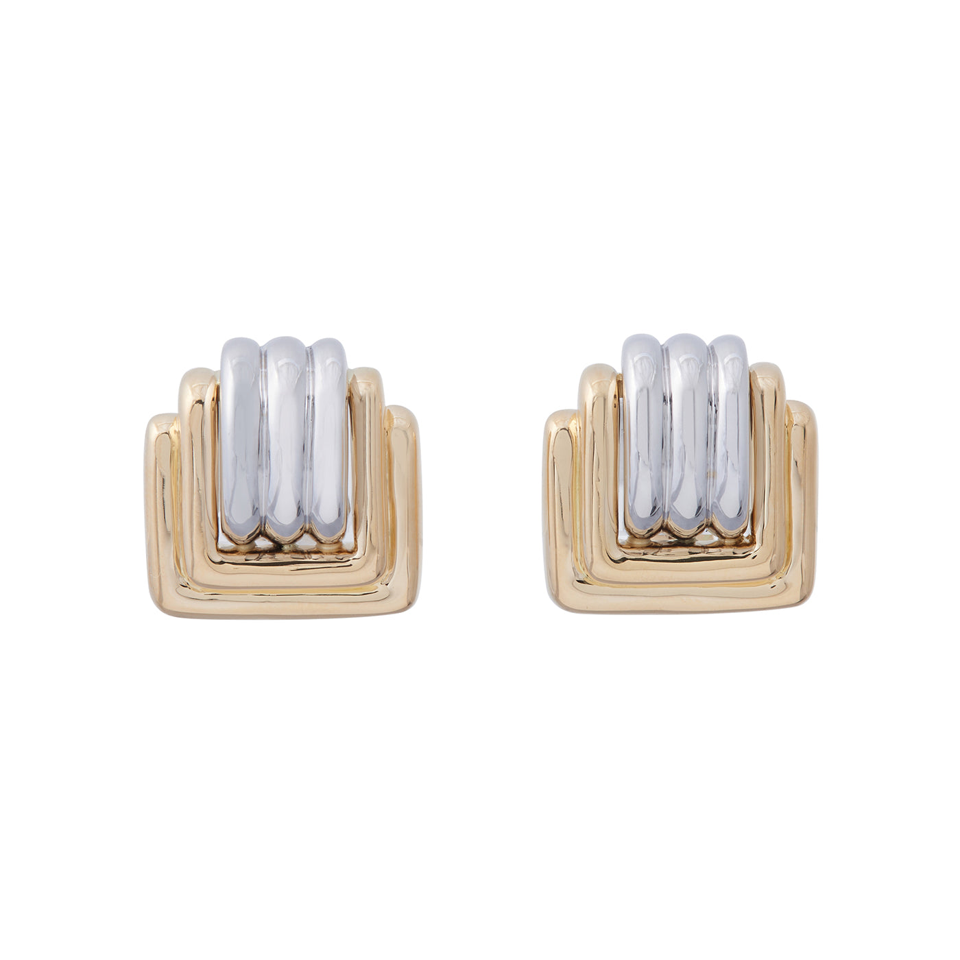 Square Earrings | Yellow and White Gold | Earrings Earrings