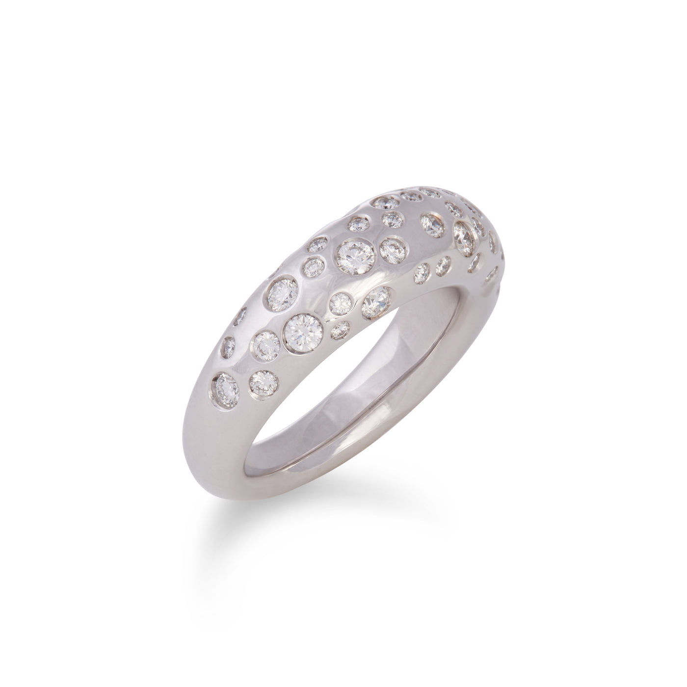 Spotted French Dome Ring with Diamonds