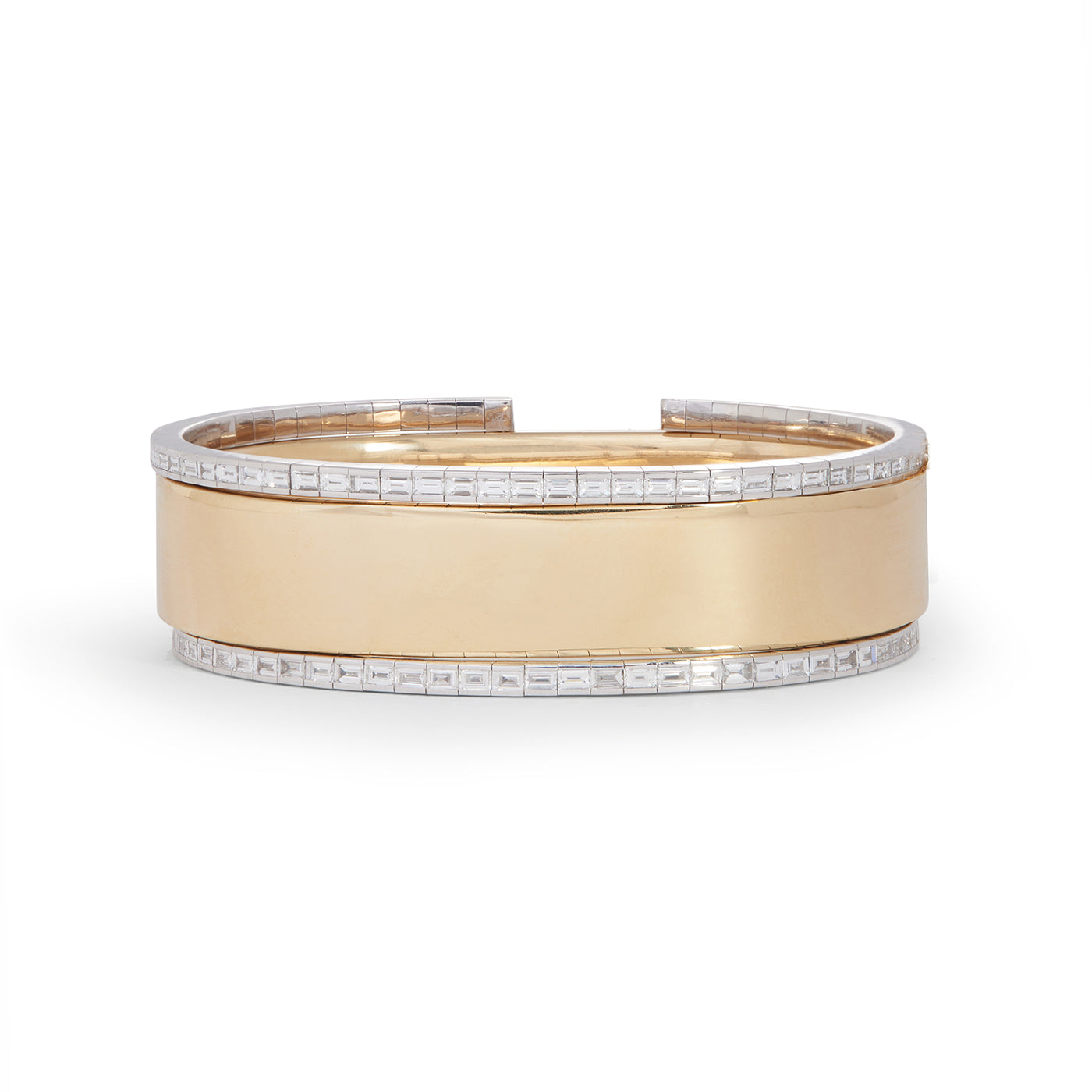 Flex Cuff Bracelet with Baguette Cut Diamonds | White Gold | Bracelets
