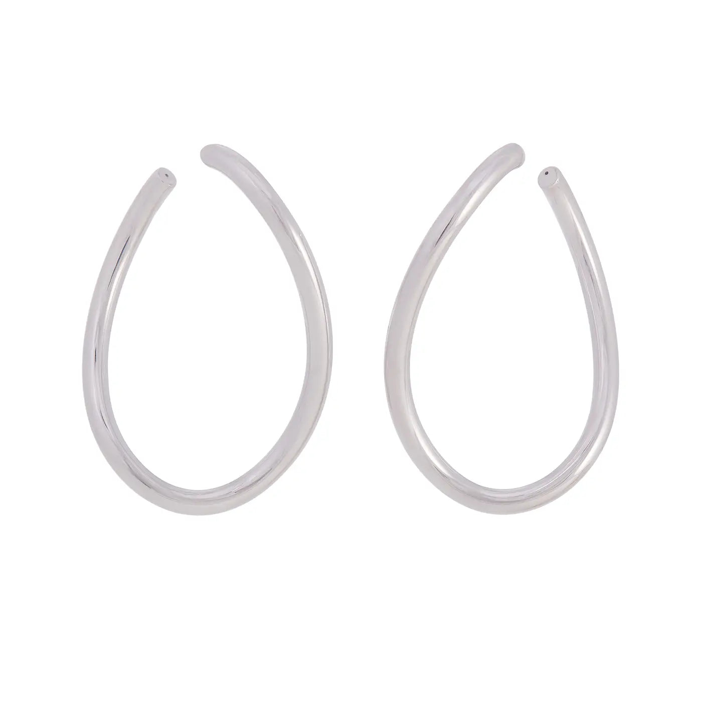 Curved Oval Hoop Earrings | White Gold / 2.25 in (5.7 cm) | Earrings