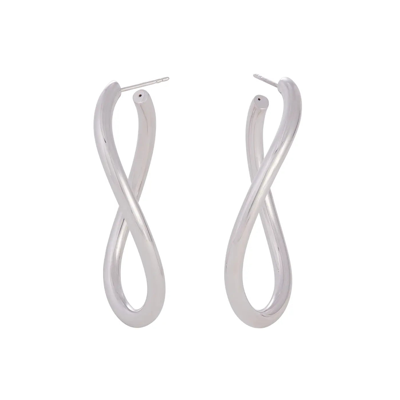 Curved Oval Hoop Earrings | White Gold / 2.25 in (5.7 cm) | Earrings