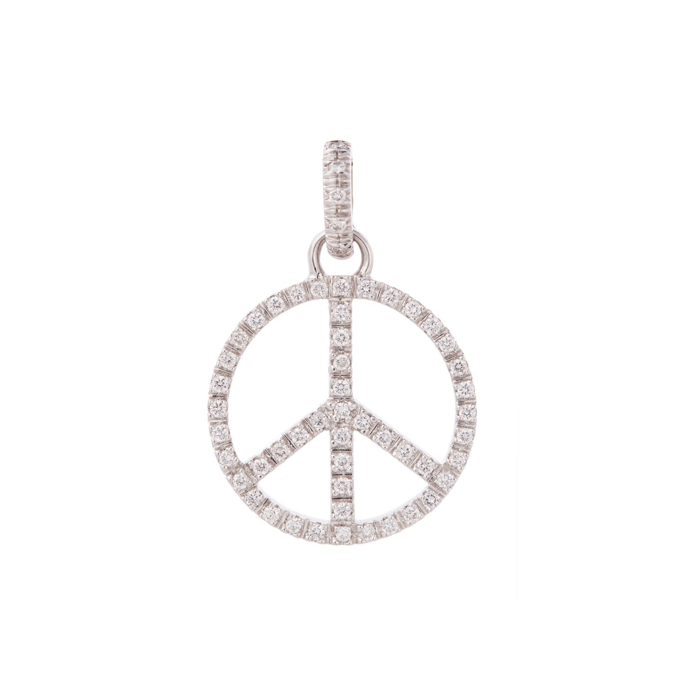 Peace Charm with Diamonds - Large | White Gold / 1 in (2.5 cm) | Charms