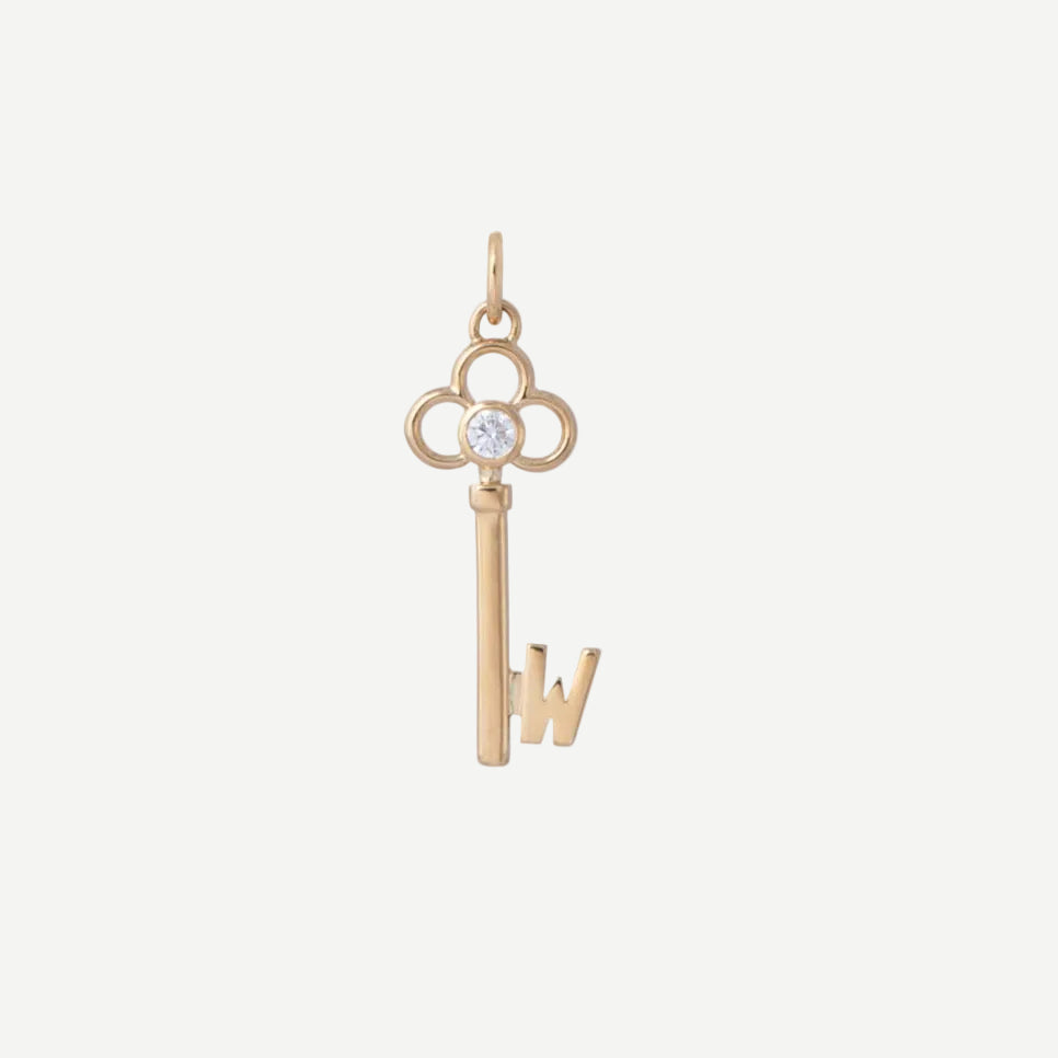 W Key Charm 18k Yellow Gold