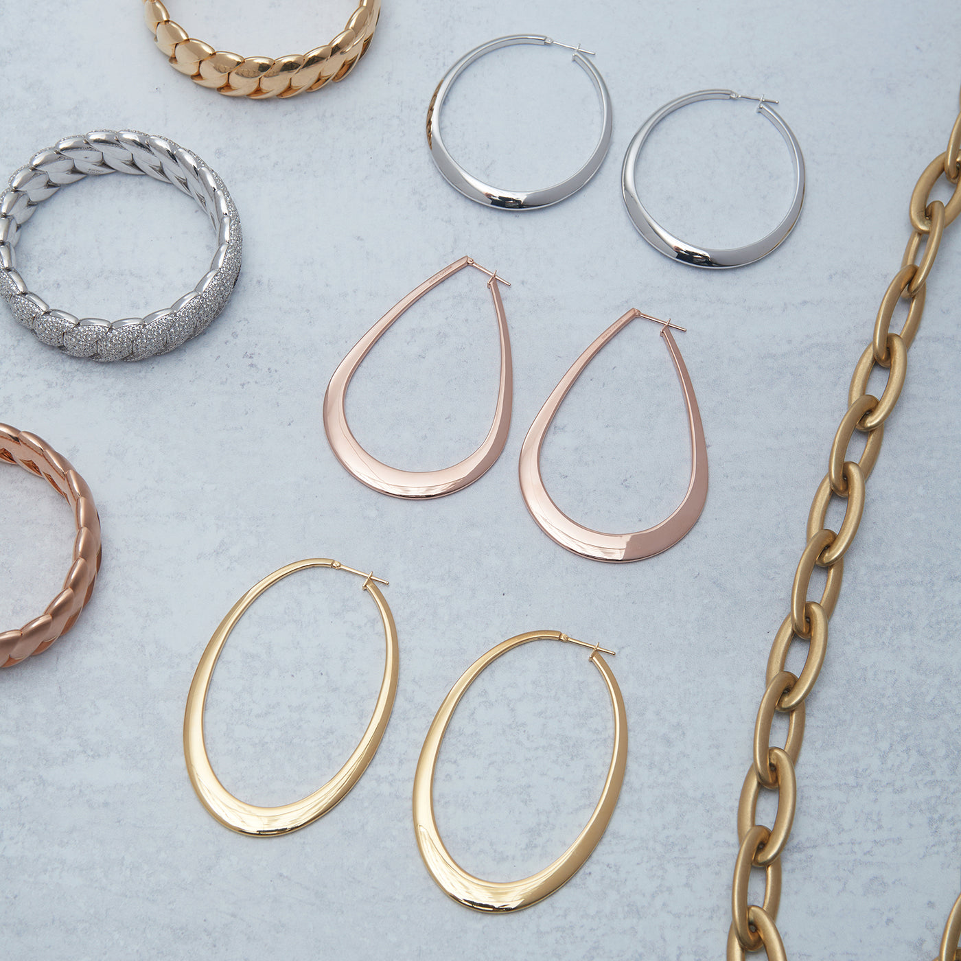 Crescent Hoop Earrings | White Gold | Earrings