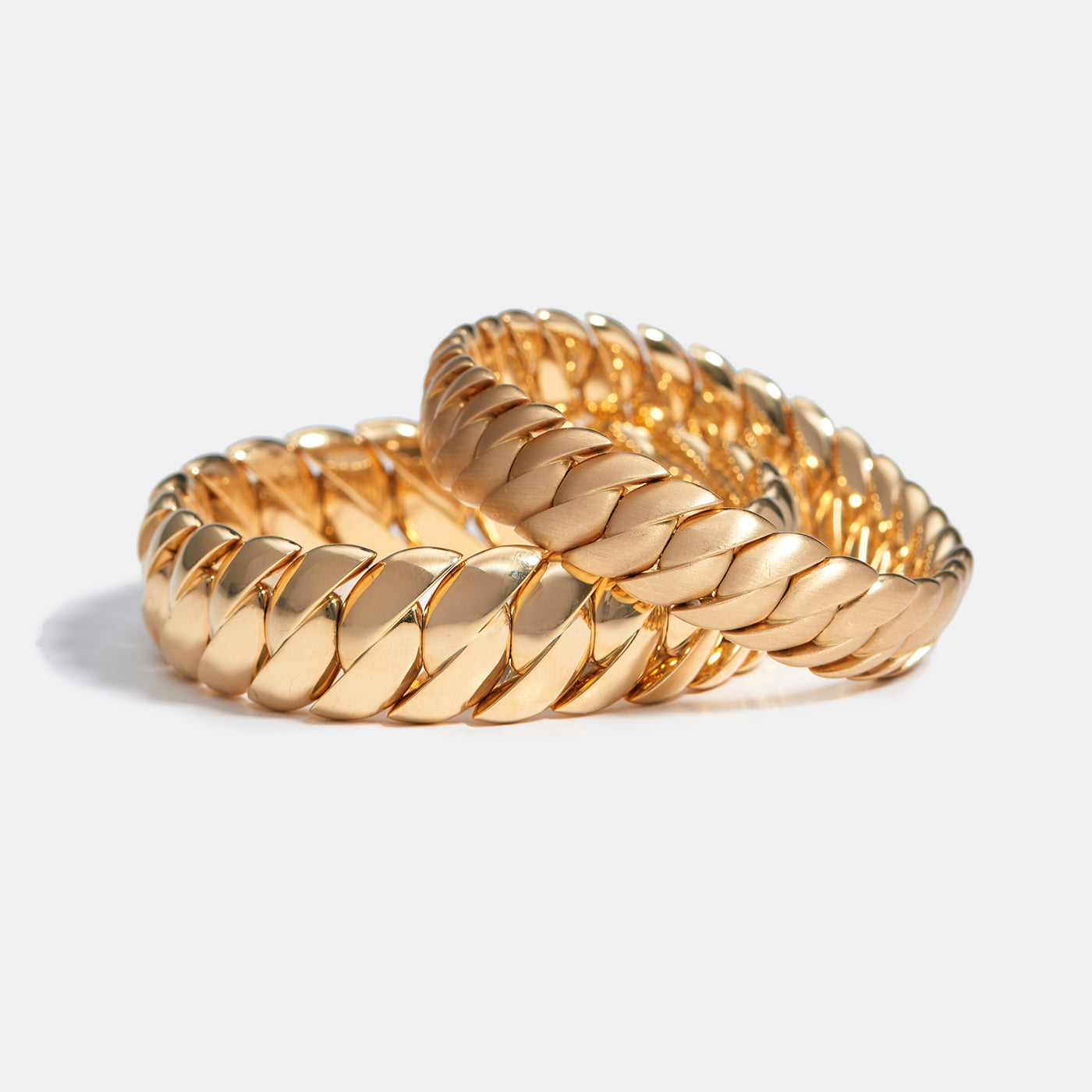 Wave Link Bracelet | Yellow Gold / 6.7 in (17 cm) | Bracelets