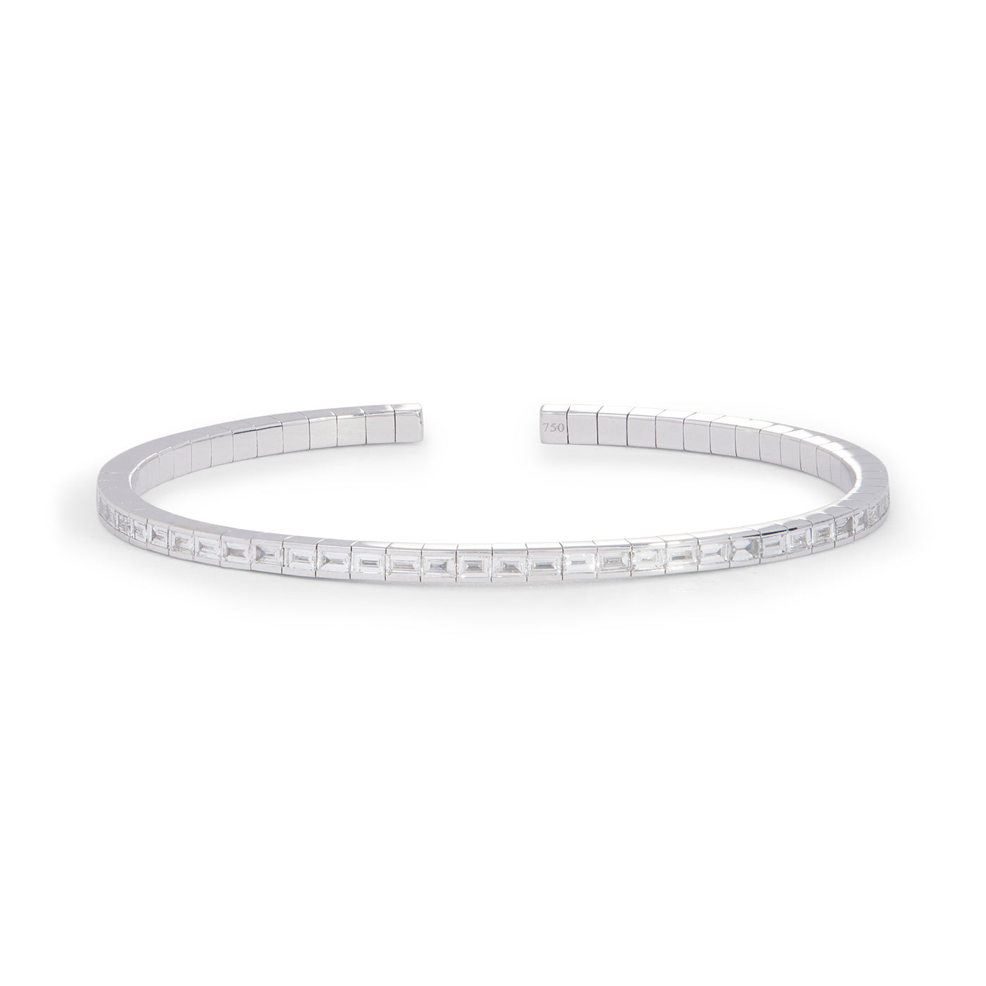 Flex Cuff Bracelet with Baguette Cut Diamonds | White Gold | Bracelets