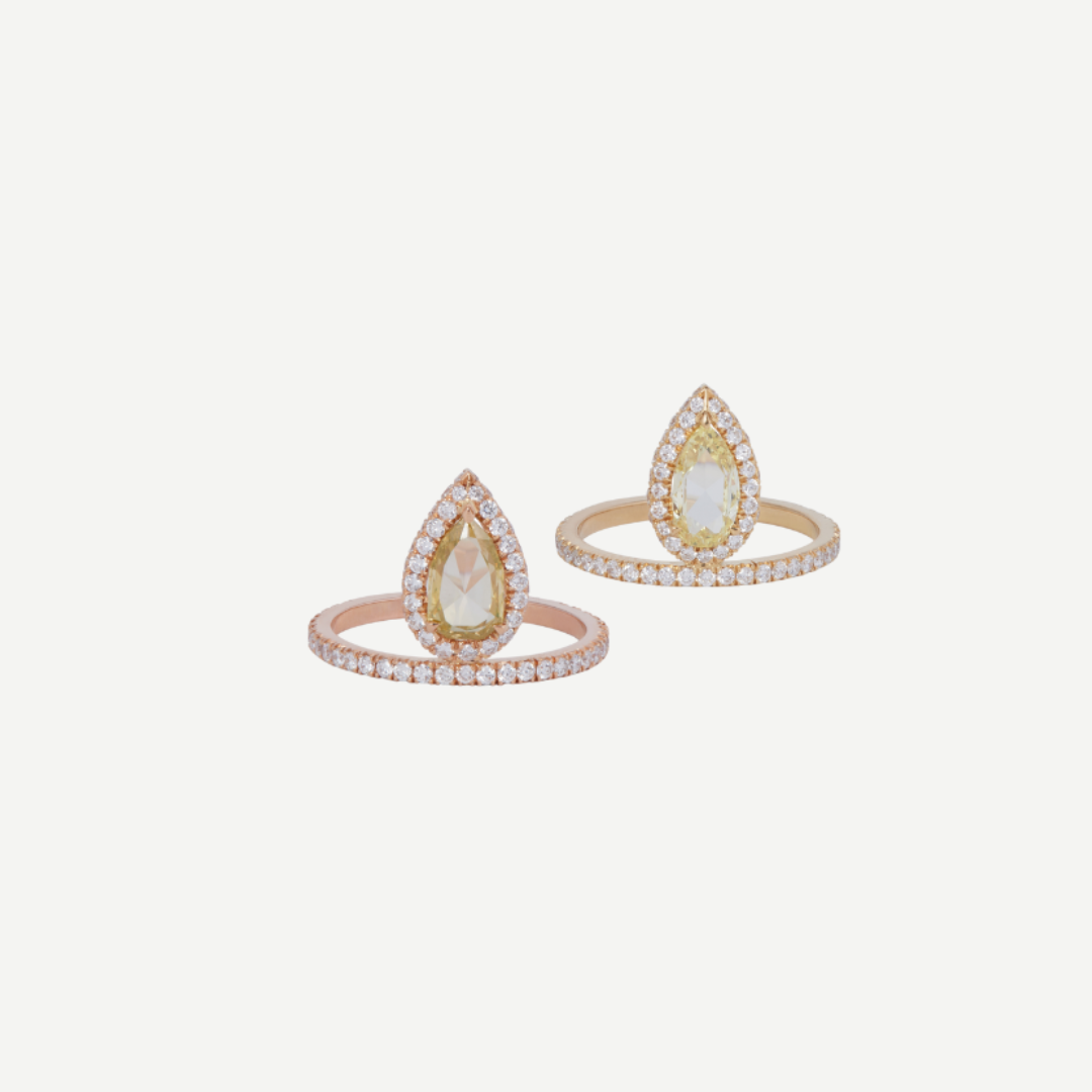 Teardrop Yellow Diamond Ring