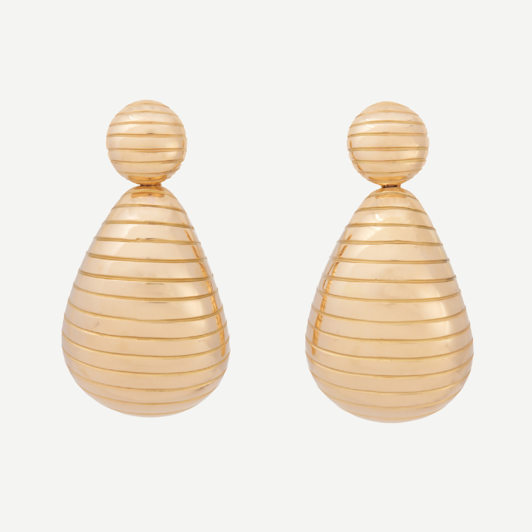 Large Grooved Anjou Drop Earrings