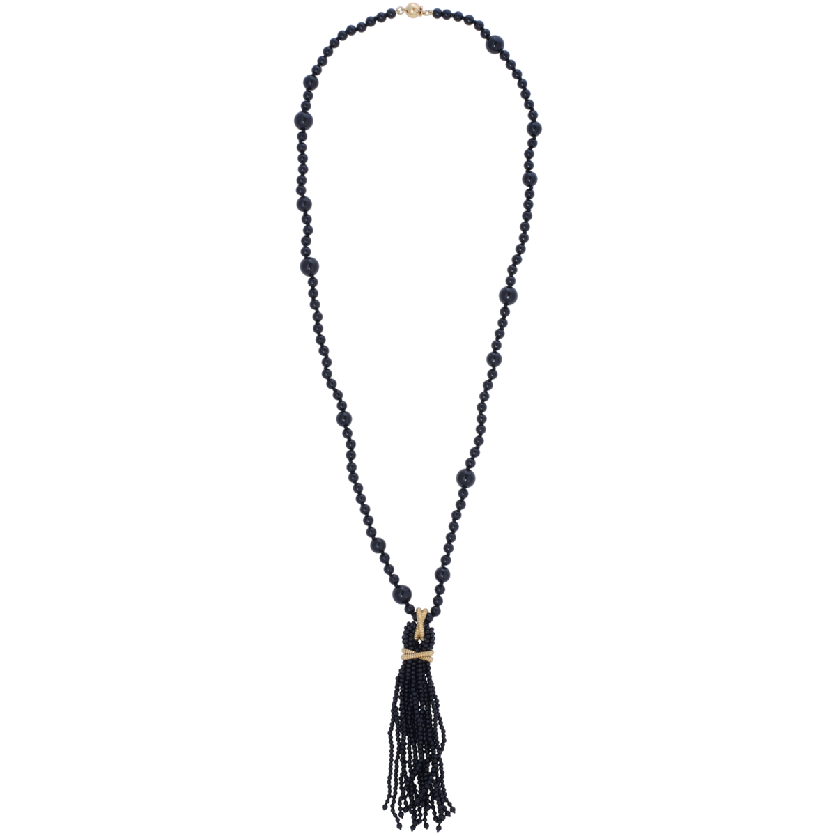 Black Onyx Tassel Pendant Necklace