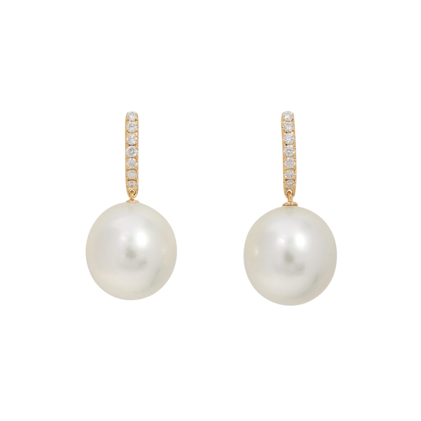 Floating Pearl Earrings with Diamond Bar Top | Earrings