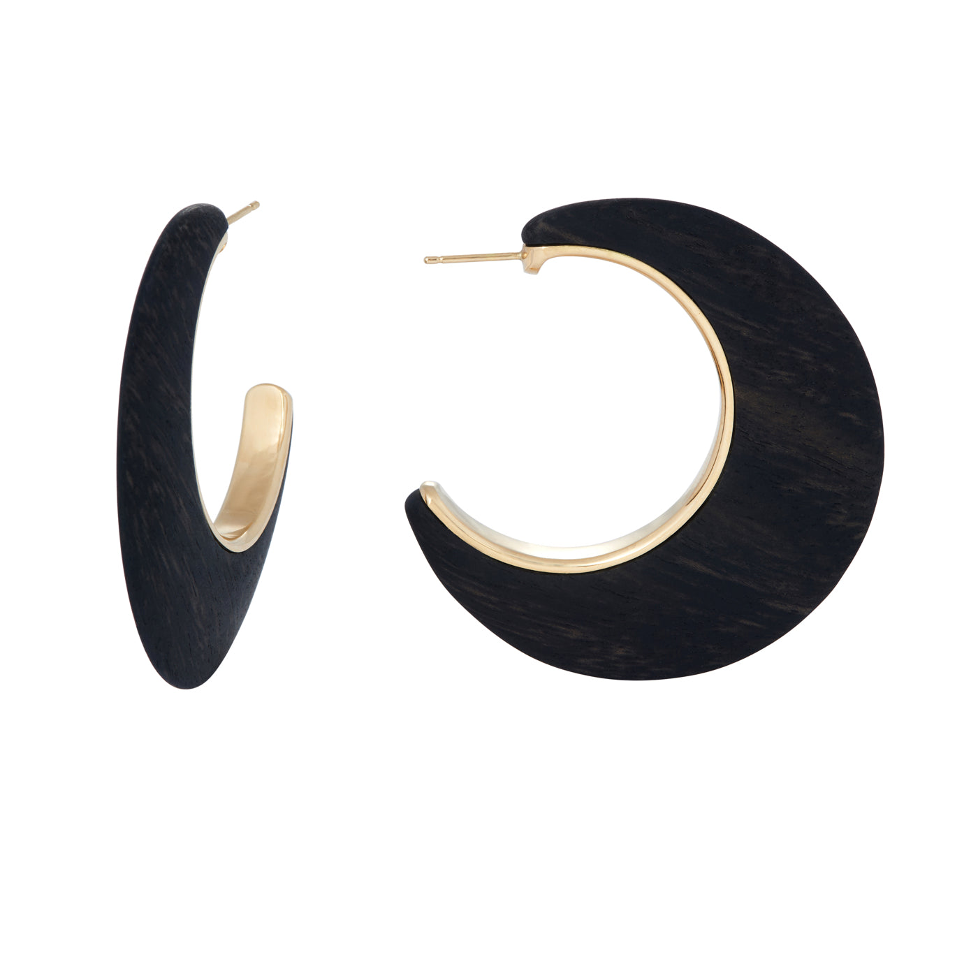 Ebony Crescent Moon Earrings | Yellow Gold | Earrings Earrings
