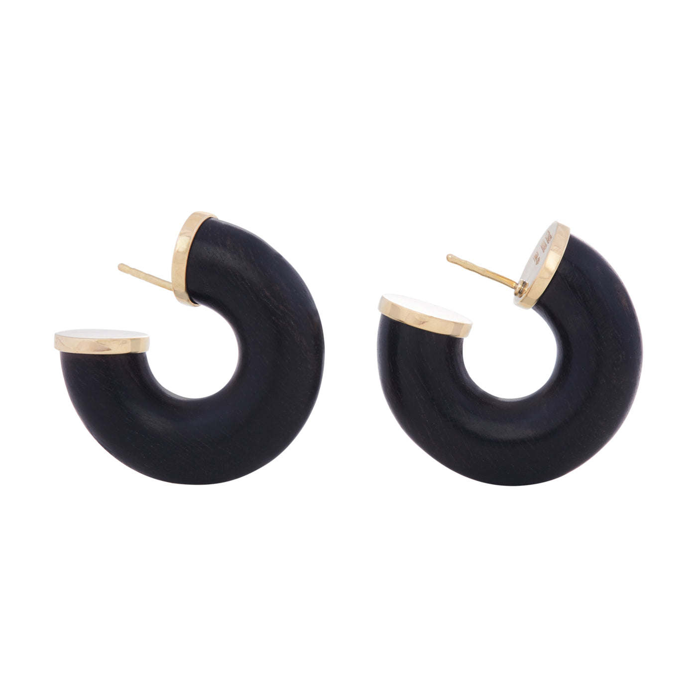 Ebony Tubular Hoop Earrings | Yellow Gold with Ebony Wood / 1.7 in (4.2 cm) | Earrings Earrings