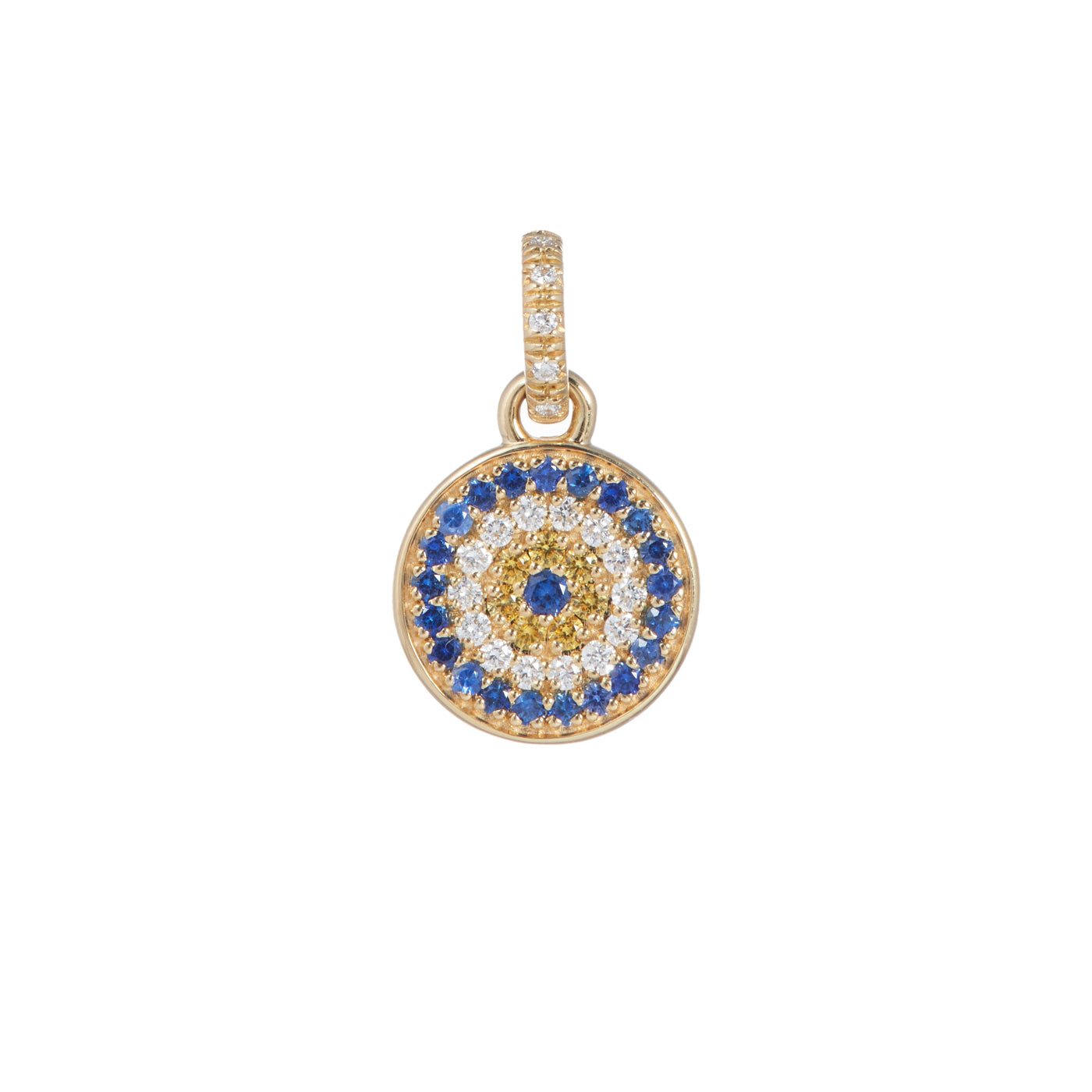 Evil Eye Charm with Diamonds & Sapphires | Yellow Gold | Charms
