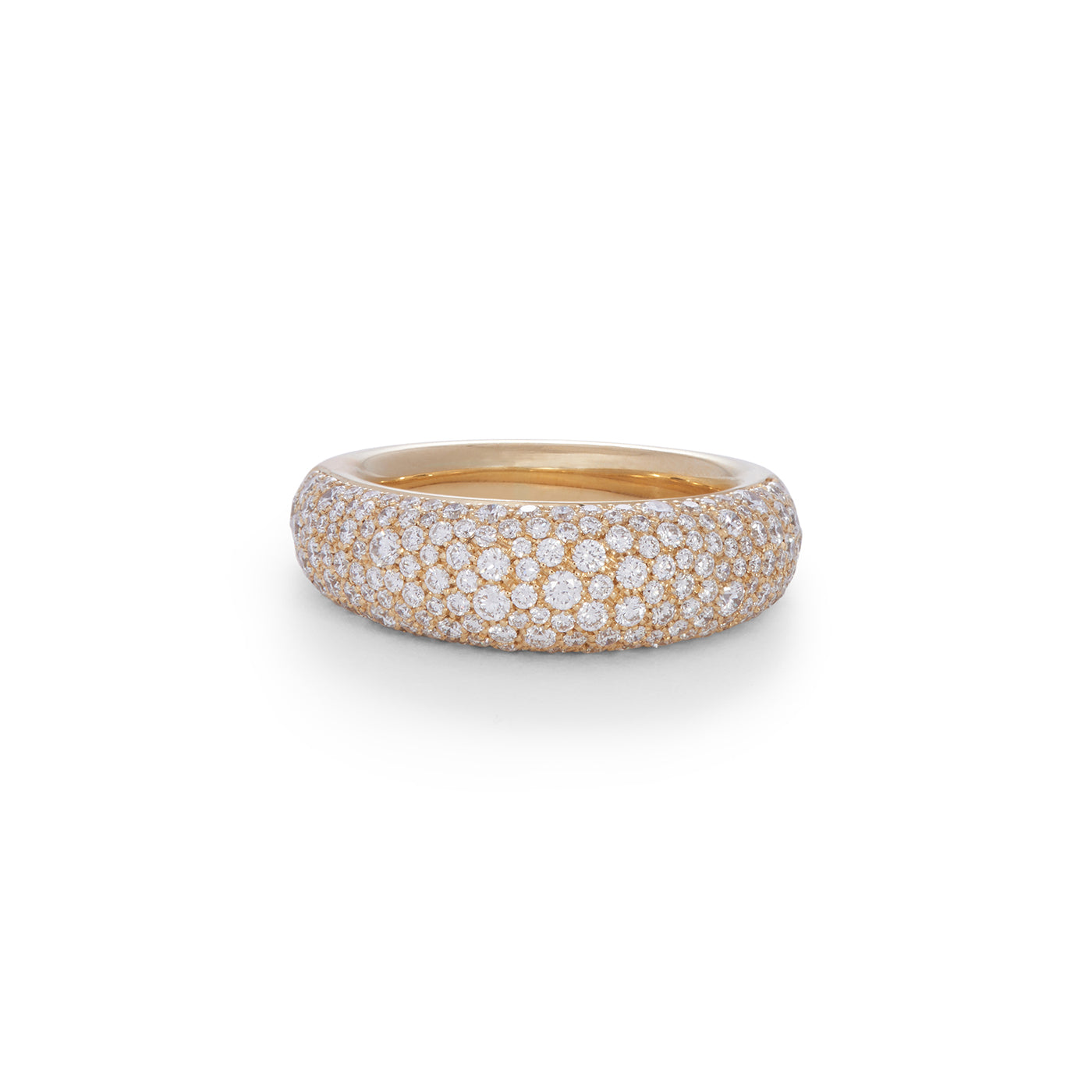 French Dome Ring with Diamond Pavé | Yellow Gold / 6 | Rings