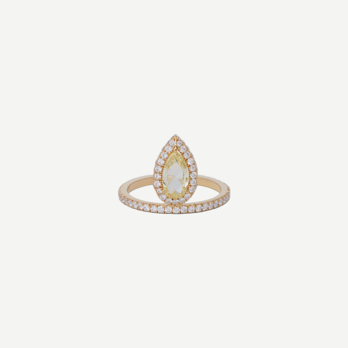Teardrop Yellow Diamond Ring