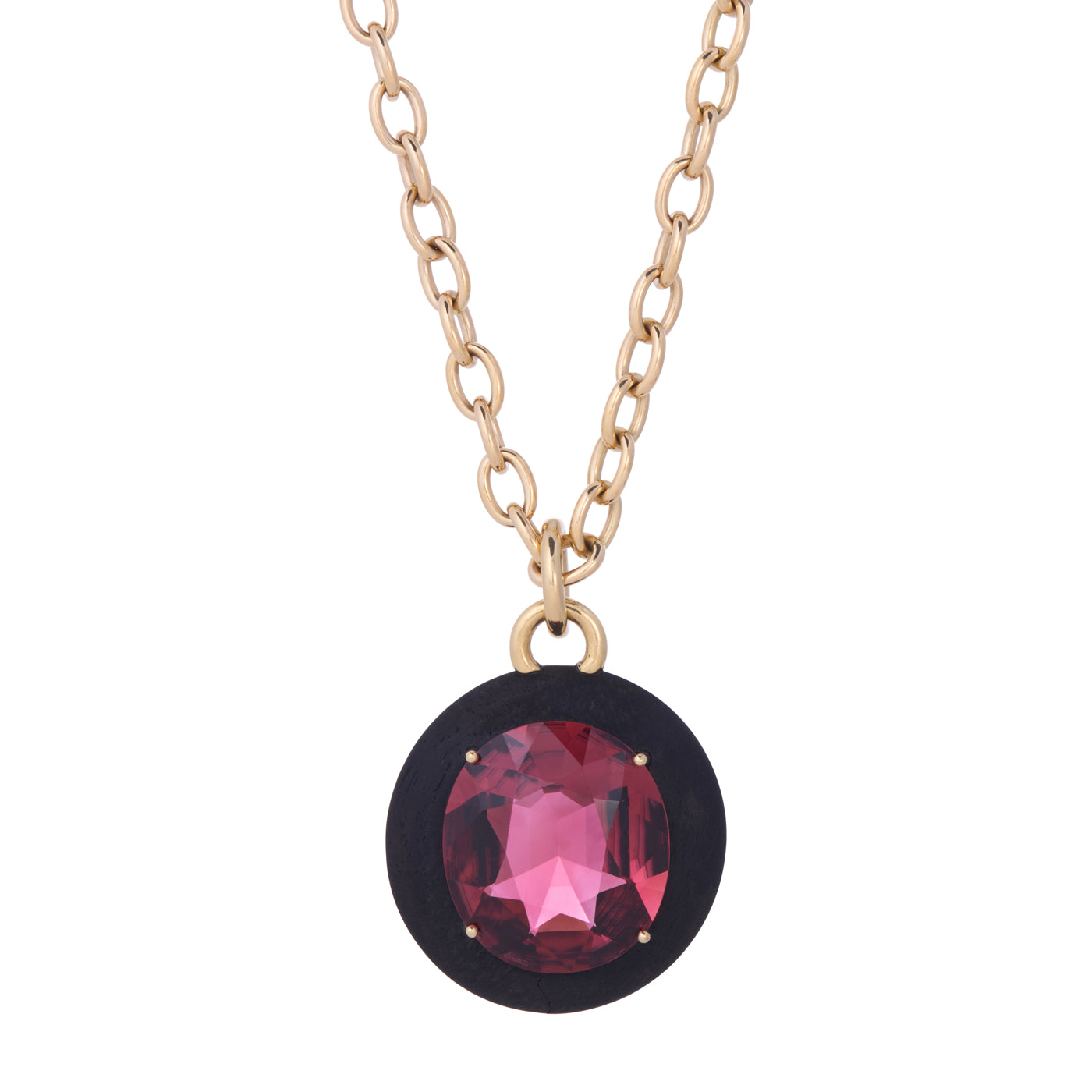 Ebony Pendant with Cushion Rubellite Tourmaline