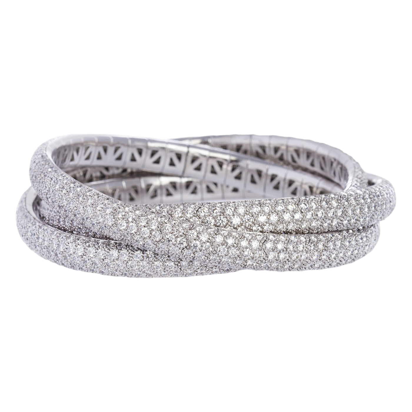 Rolling Bracelet with Diamonds | White Gold with Diamonds / 9mm | Bracelets