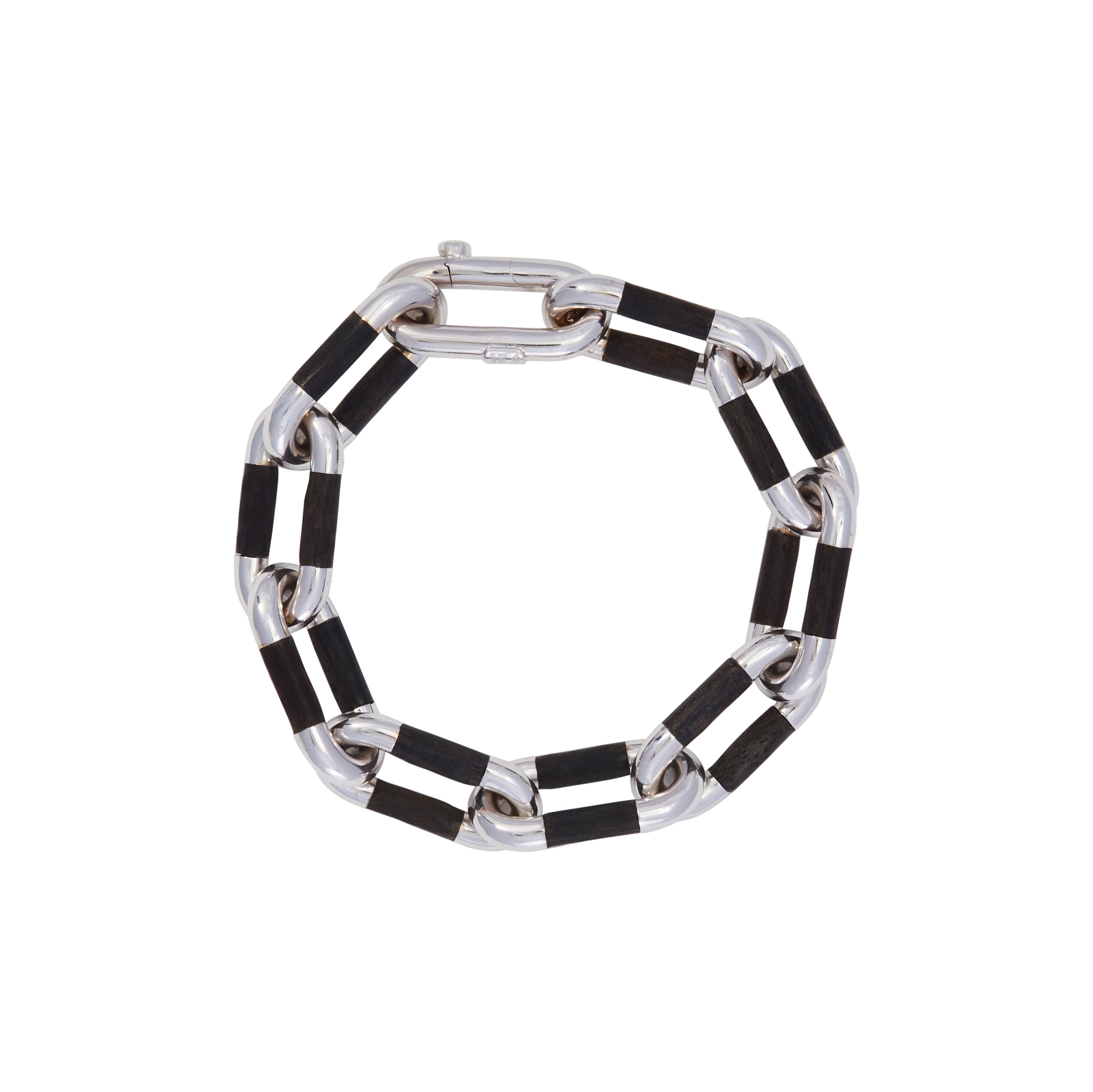 Ebony and White Gold Link Bracelet