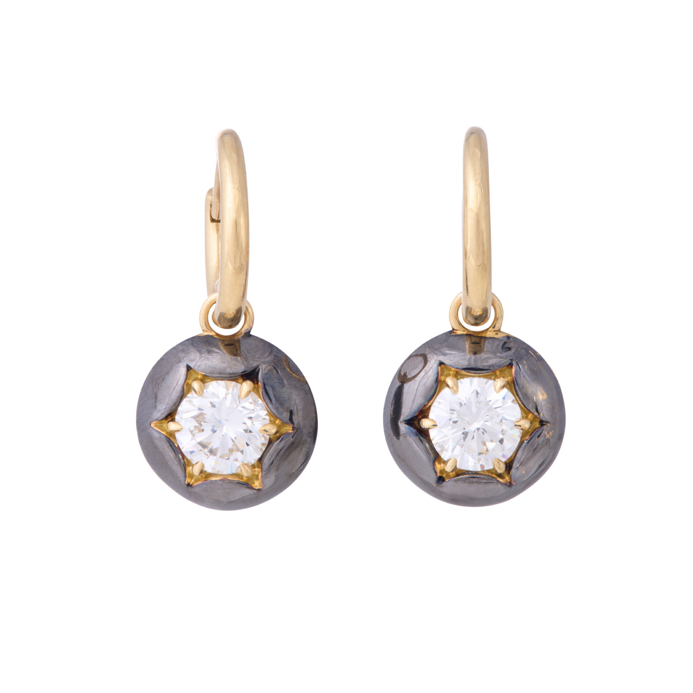 Georgian Diamond Blackened Drop Earrings