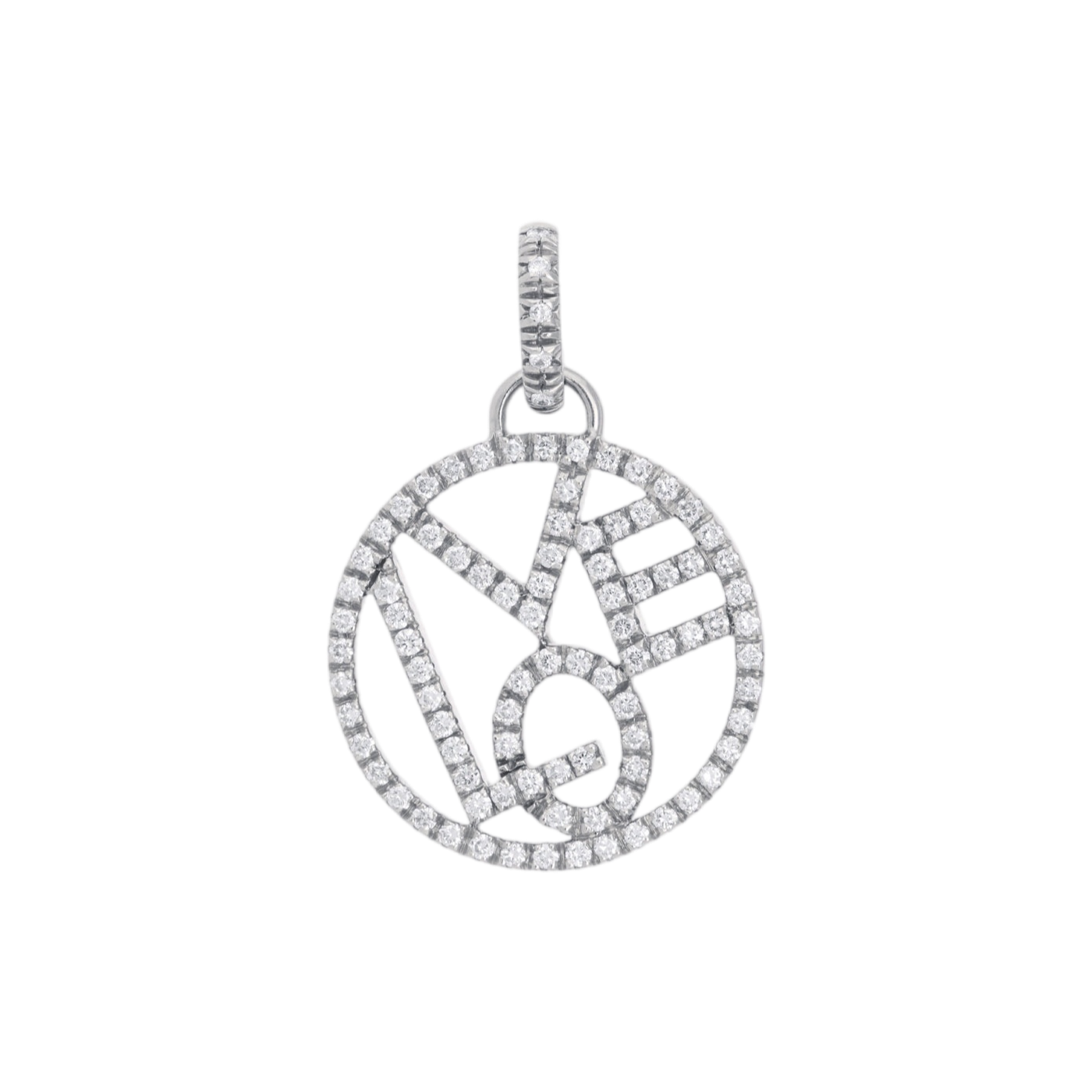 Love Charm with Diamonds - Large | White Gold / Wide | Charms