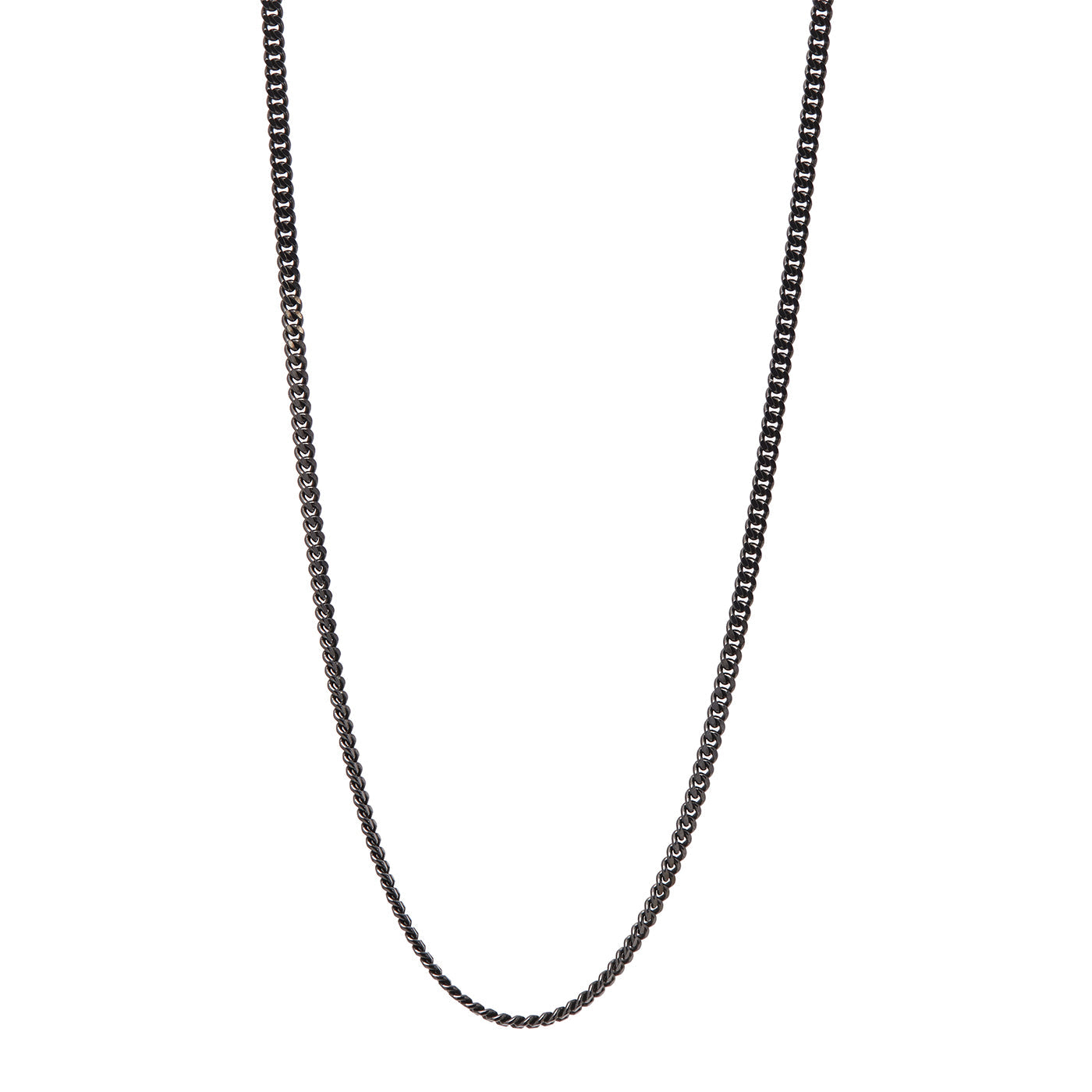 Black Curb Chain Necklace | White Gold | Necklaces