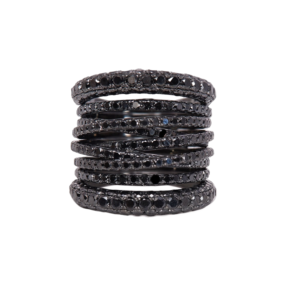 Tall Scribble Ring with Black Diamonds | Rings
