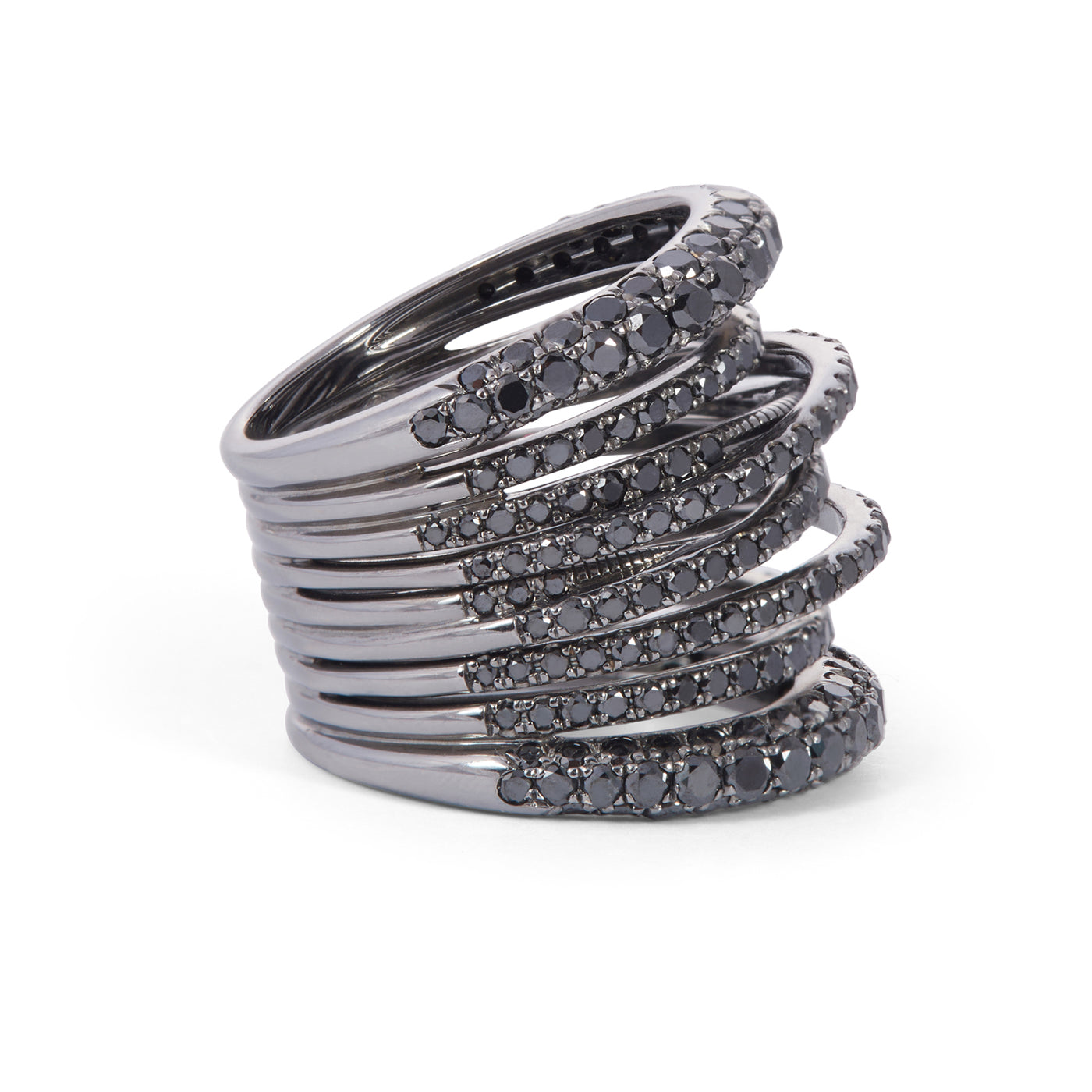 Tall Scribble Ring with Black Diamonds | Rings
