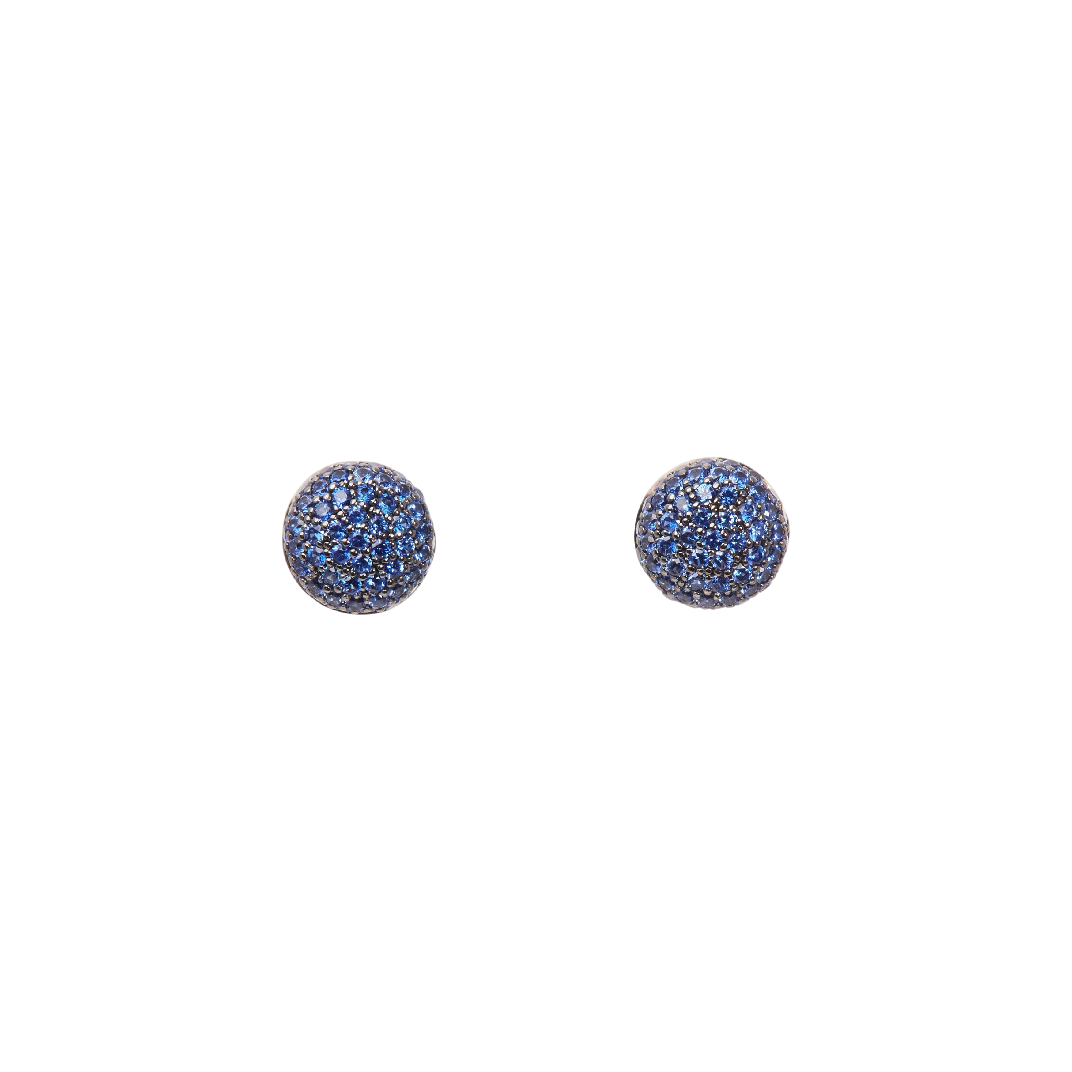 Perfect Pavé Button Earrings with Sapphires | White Gold Sapphire Pavé / Large | Earrings