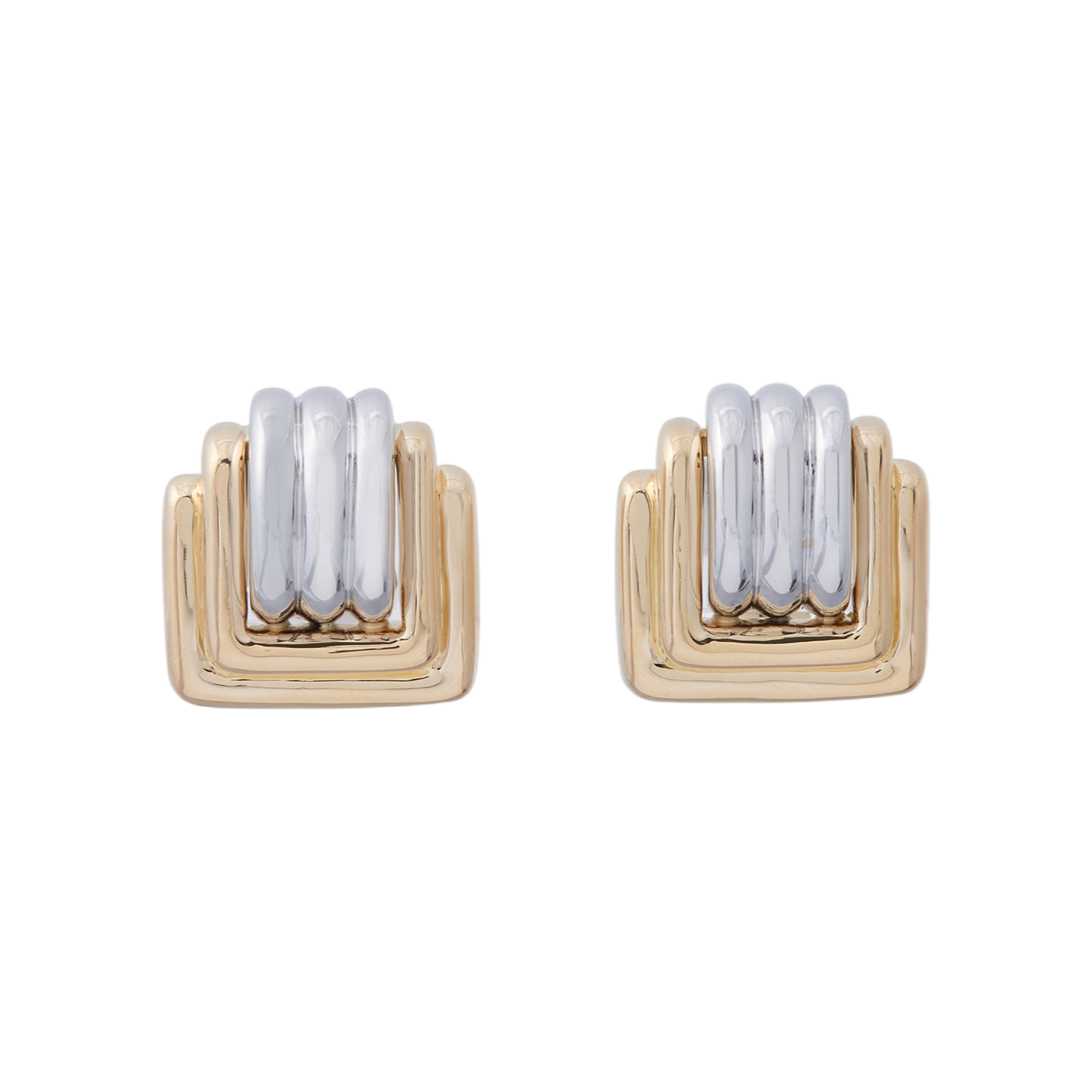 Square Earrings | Yellow and White Gold | Earrings Earrings