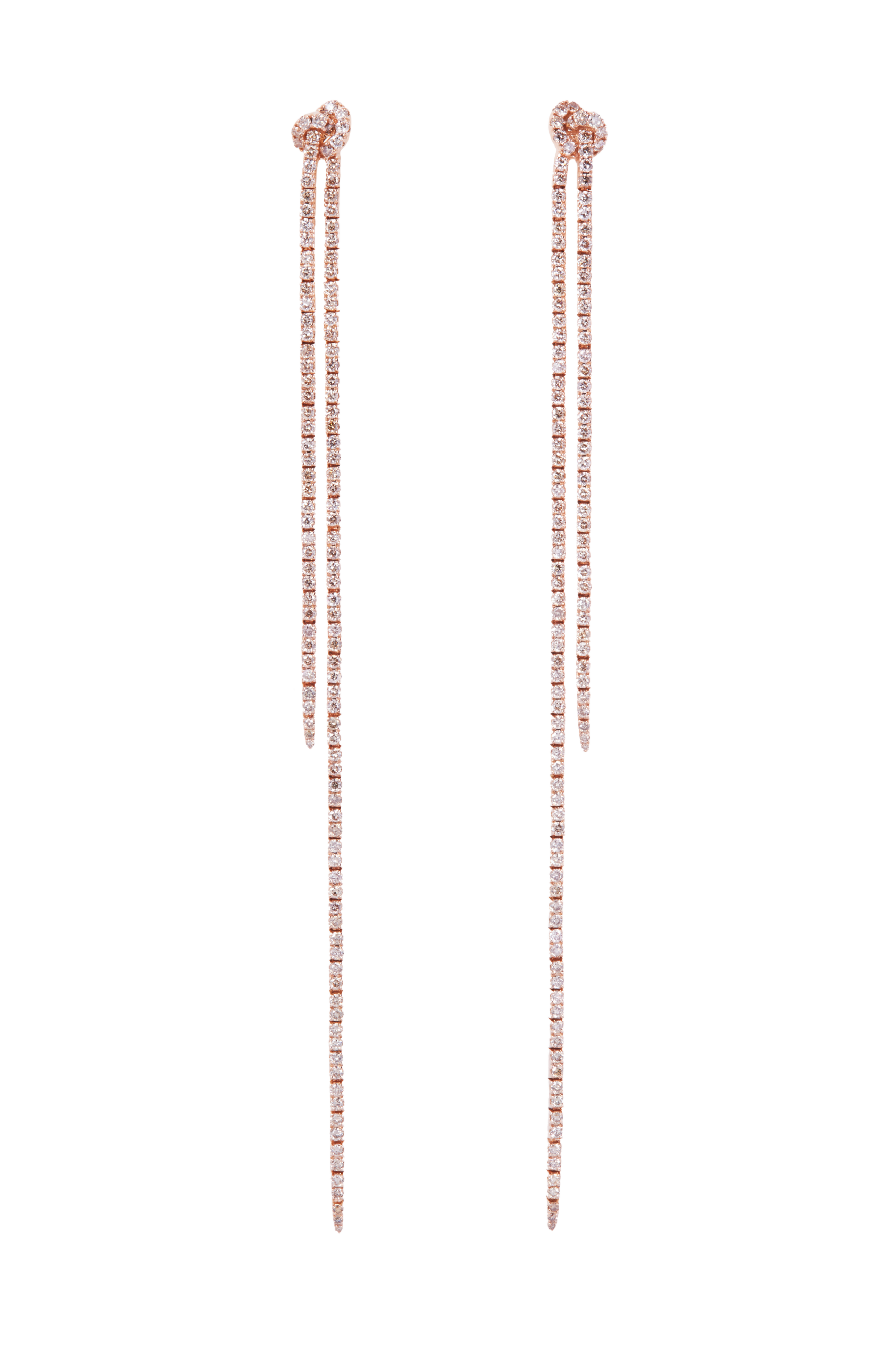 Long Knot Earrings with Cognac Diamond Pavé