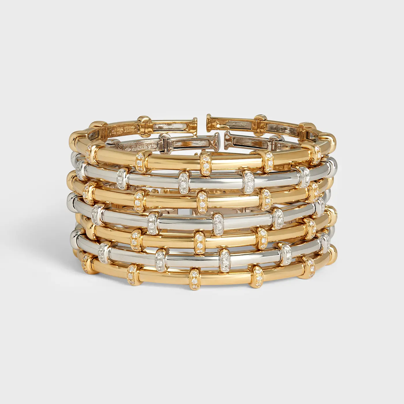 Carly Bracelet with Diamonds | Yellow Gold with diamond Stations / 6.2 in (15.75 cm) | Bracelets