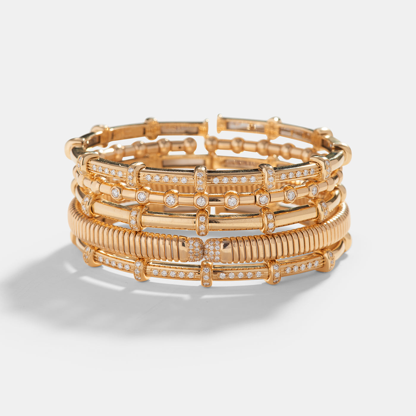 Carly Bracelet with Diamonds | Yellow Gold with diamond Stations / 6.2 in (15.75 cm) | Bracelets