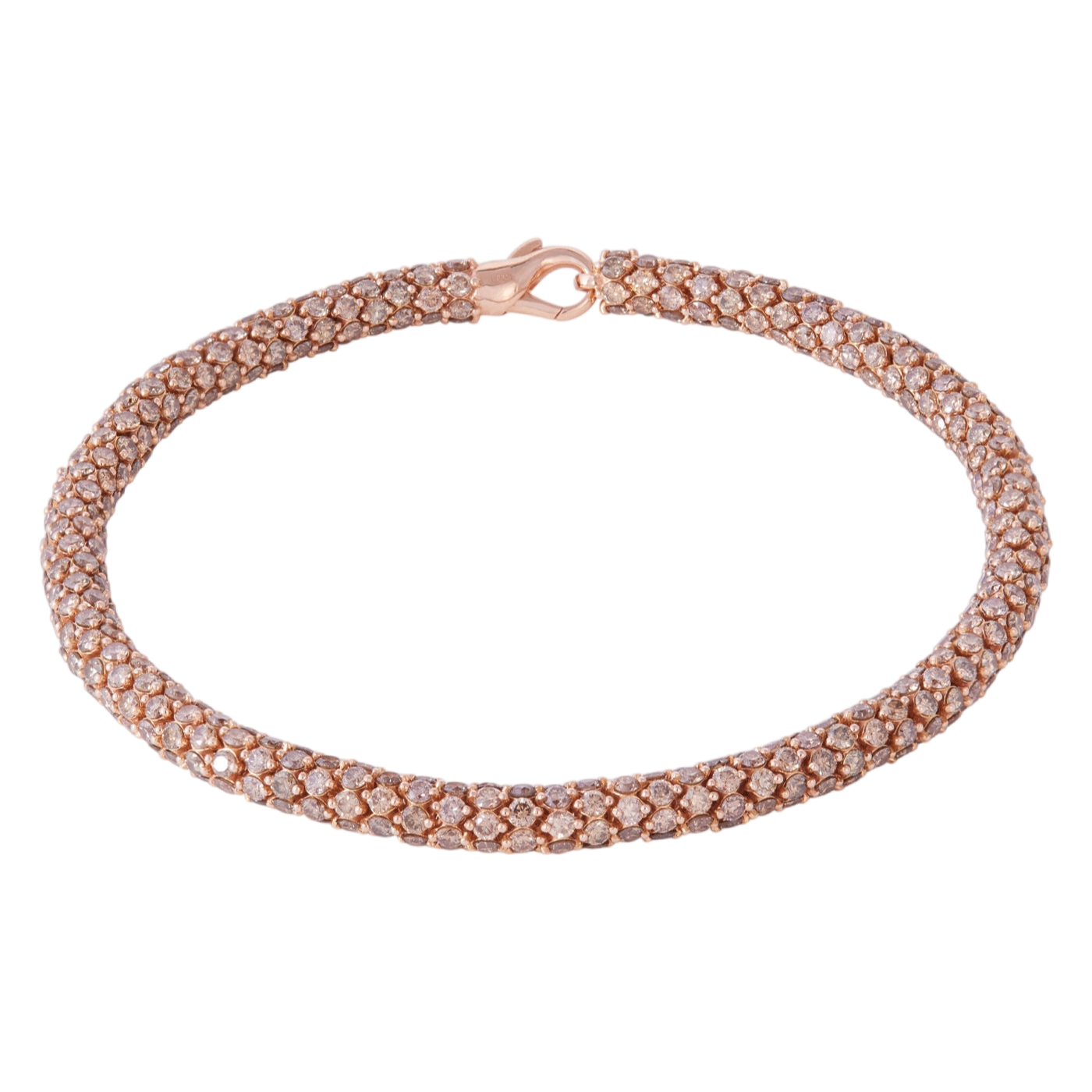 Rope Bracelet with Cognac Diamonds | Rose Gold Cognac Diamond Pavé / 8 in (20 cm) | Bracelets