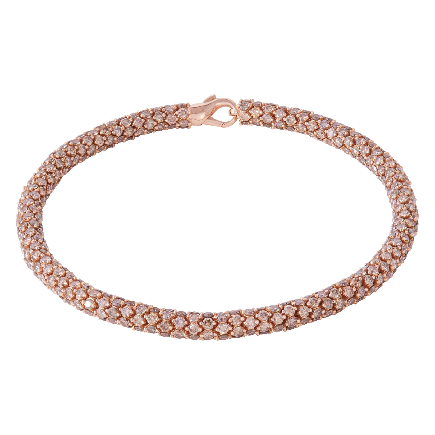 Rope Bracelet with Cognac Diamonds | Rose Gold Cognac Diamond Pavé / 8 in (20 cm) | Bracelets