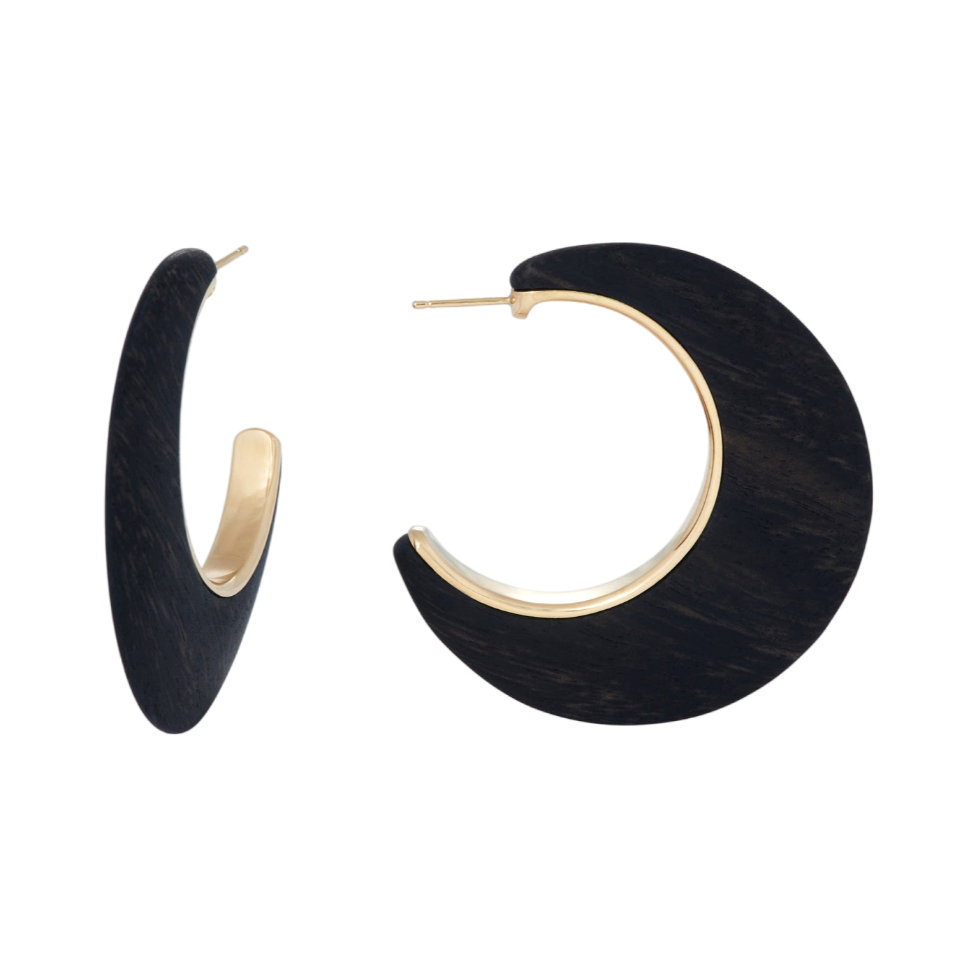 Ebony Crescent Moon Earrings | Yellow Gold | Earrings Earrings