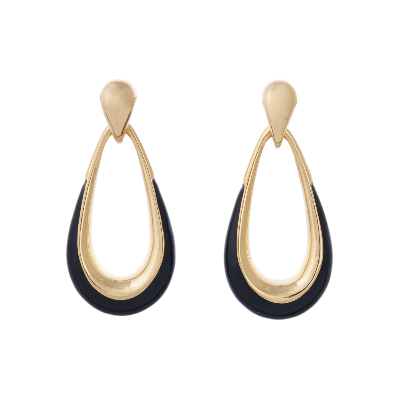 Enamel Door Knocker Earrings | Yellow Gold with Black Enamel | Earrings