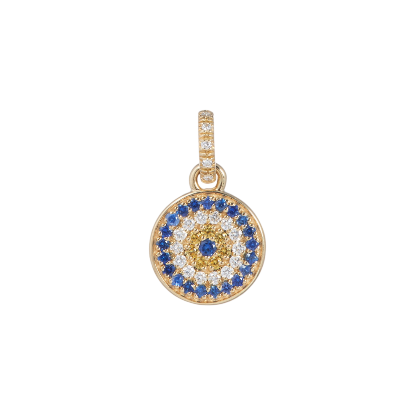 Evil Eye Charm with Diamonds & Sapphires | Yellow Gold | Charms