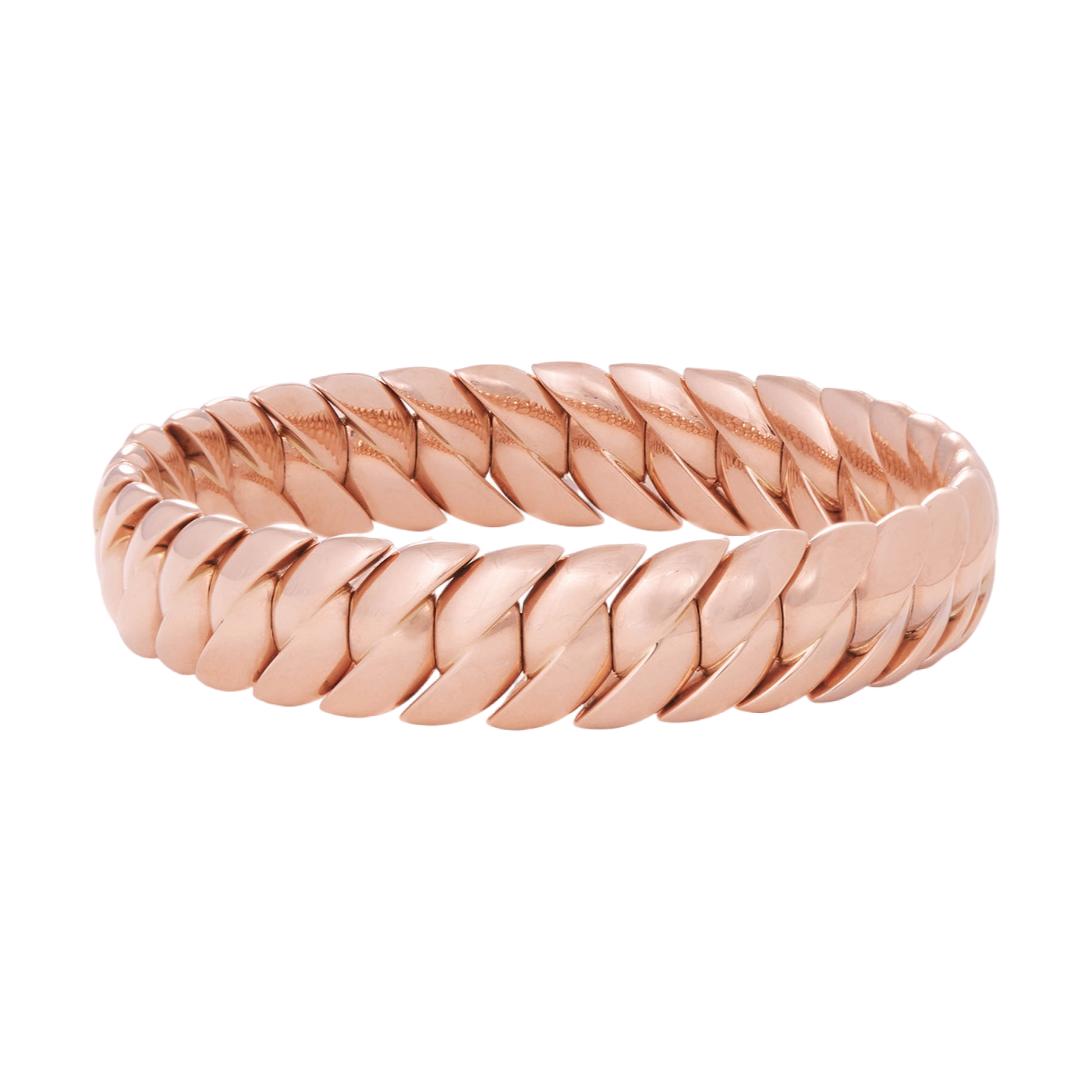 Skinny Wave Link Bracelet | Rose Gold with High Polish Finish / 6.7 in (17 cm) | Bracelets