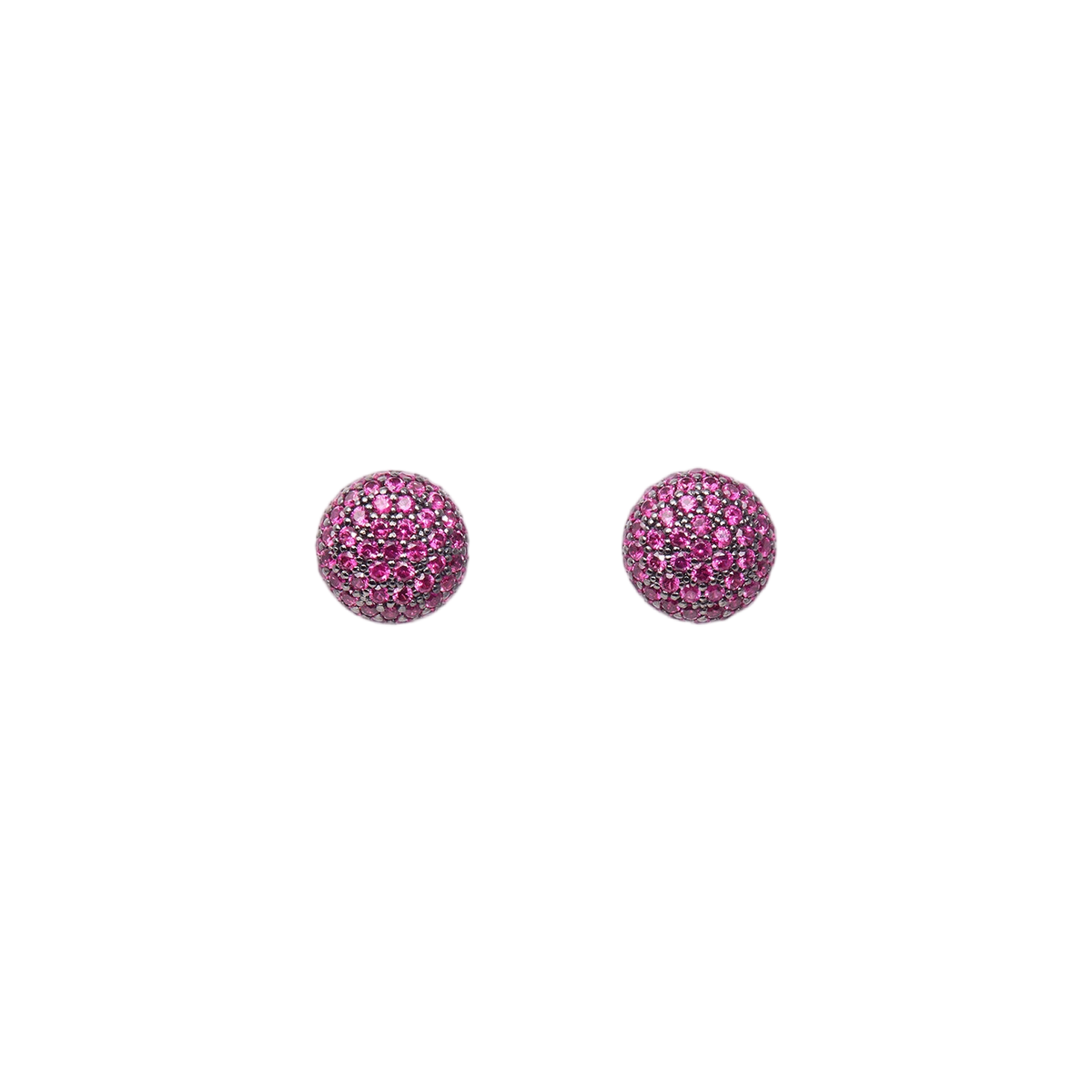 Perfect Pavé Button Earrings with Rubies | White Gold Ruby Pavé / Medium | Earrings