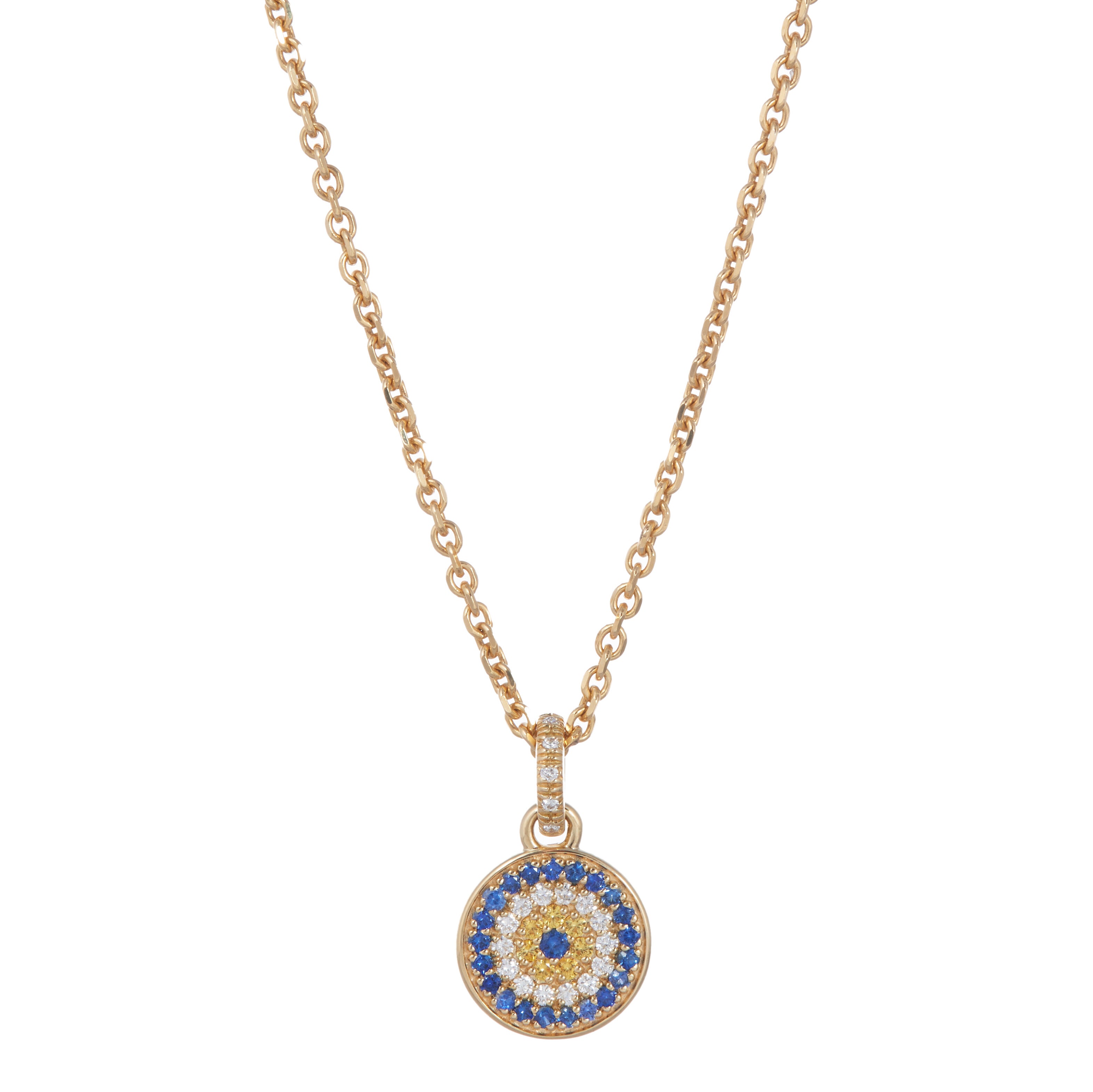 Evil Eye Charm with Diamonds & Sapphires