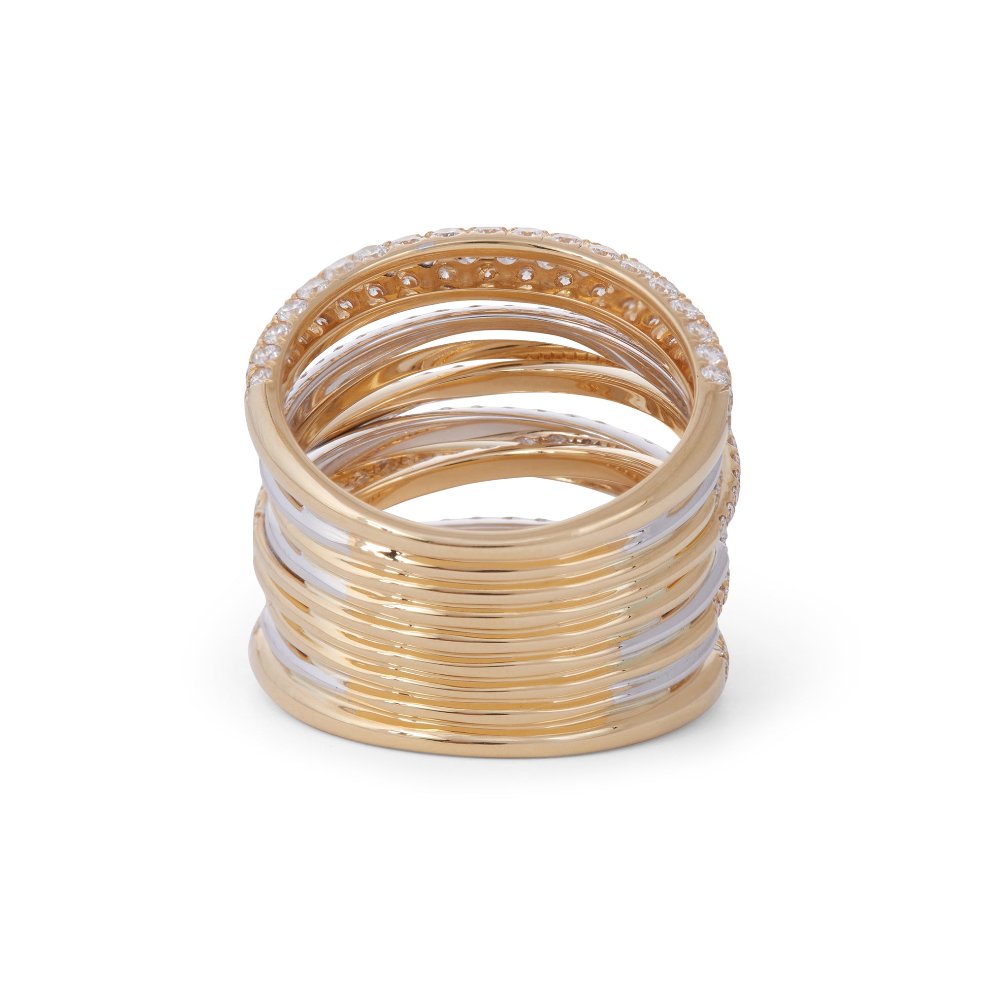 Tall Mixed Gold Diamond Scribble Ring