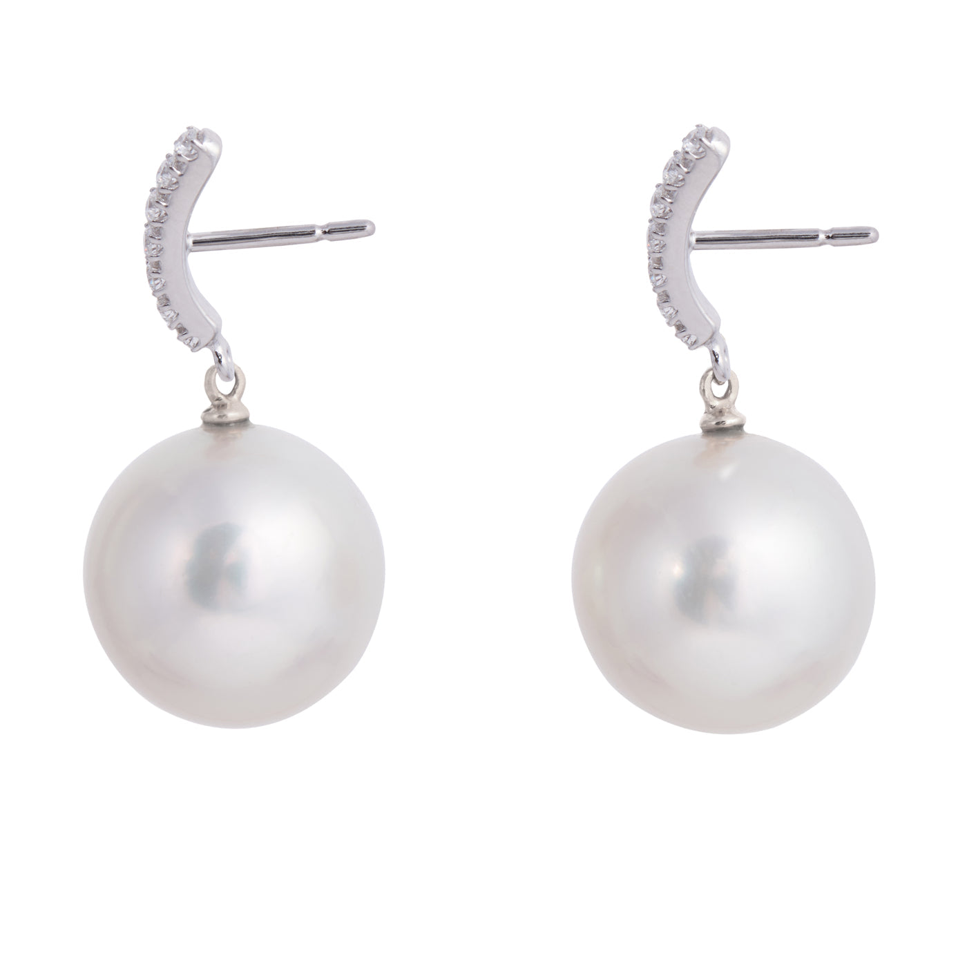 Floating Pearl Earrings with Diamond Bar Top | Earrings