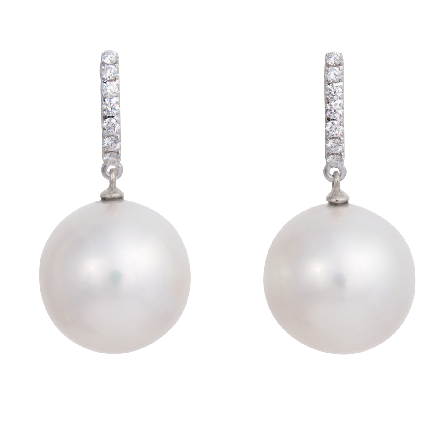 Floating Pearl Earrings with Diamond Bar Top | Earrings