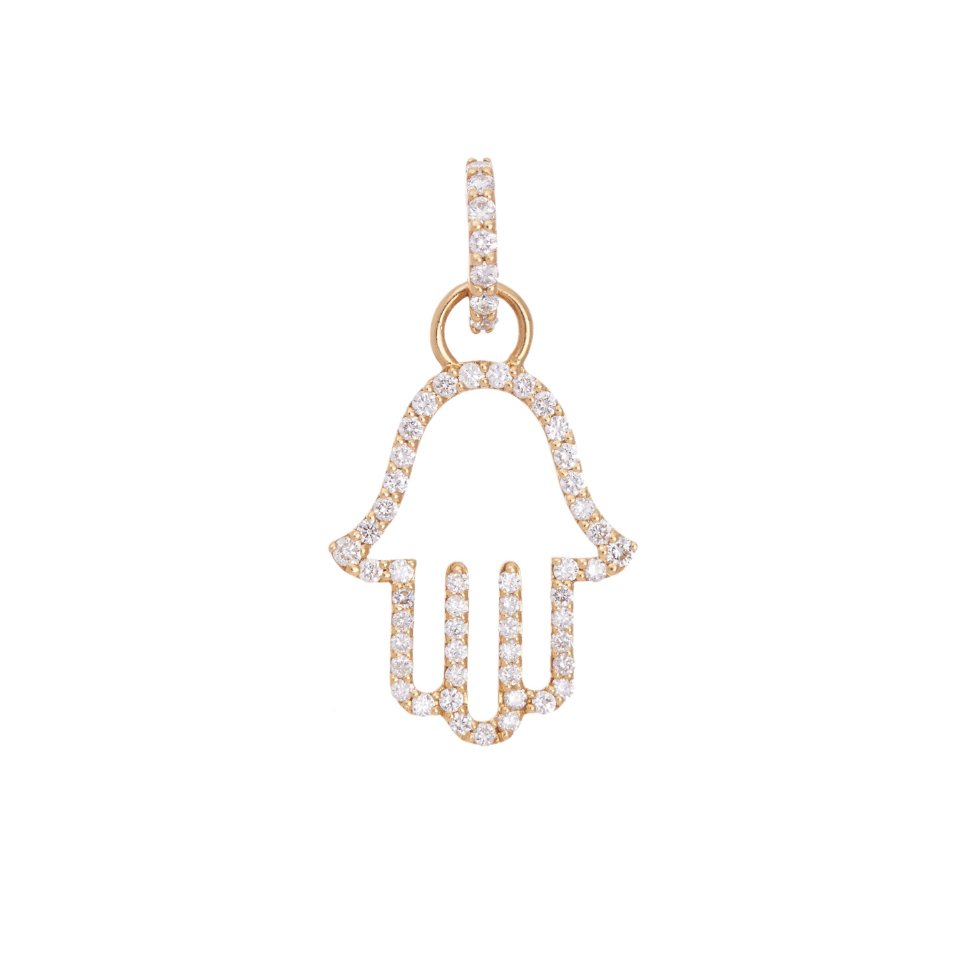 Hamsa Charm with Diamonds | Yellow Gold / 1.25 in (3.2 cm) | Charms Charms & Pendants