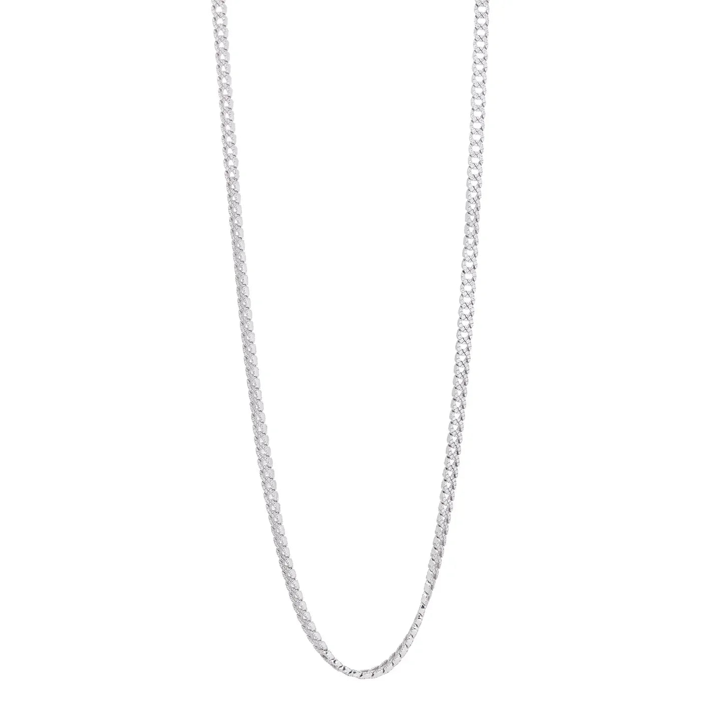 Gourmette Necklace with Double-Sided Pavé | White Gold / 25 in | Necklaces