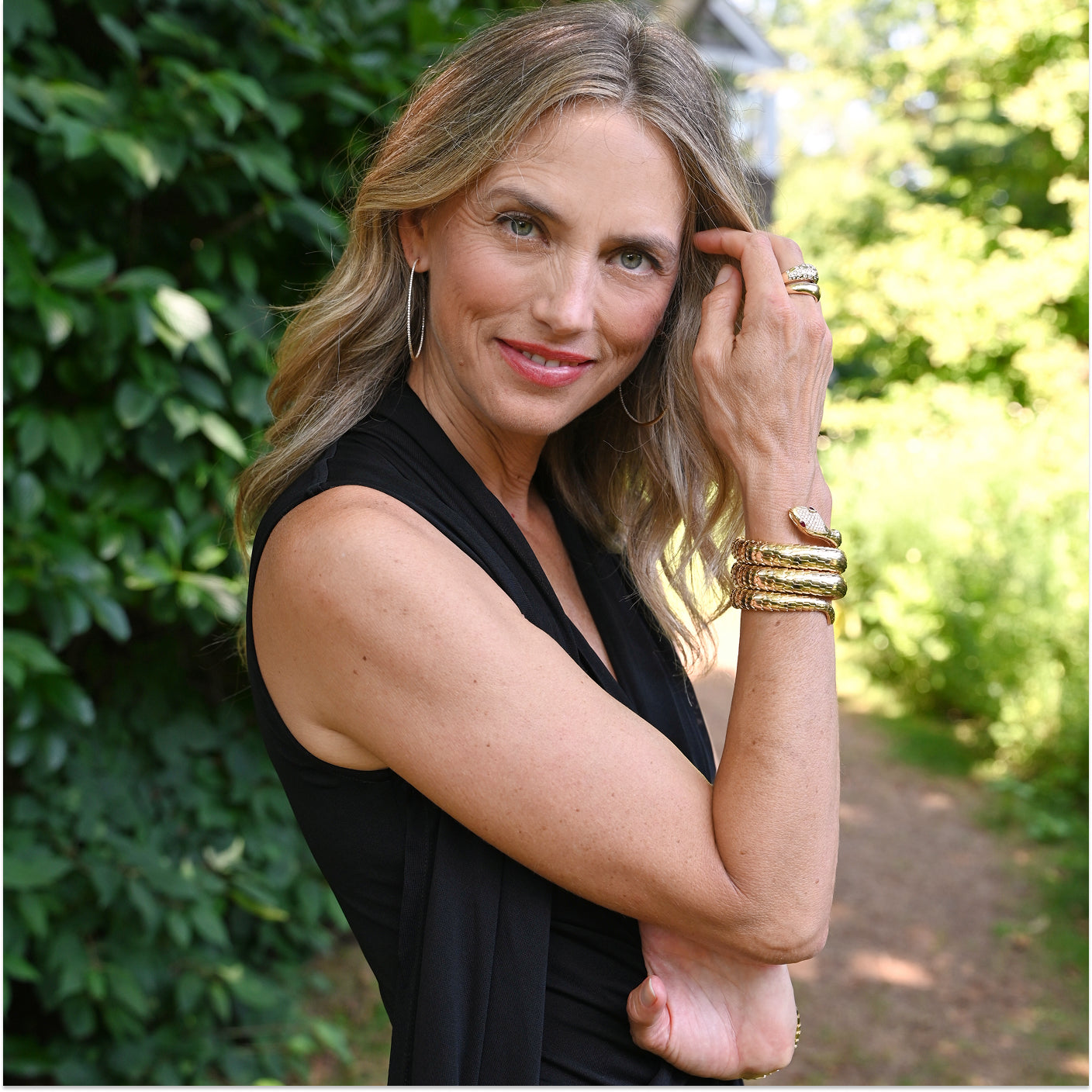 Il Serpente Triple Coil Bracelet with Diamonds & Rubies