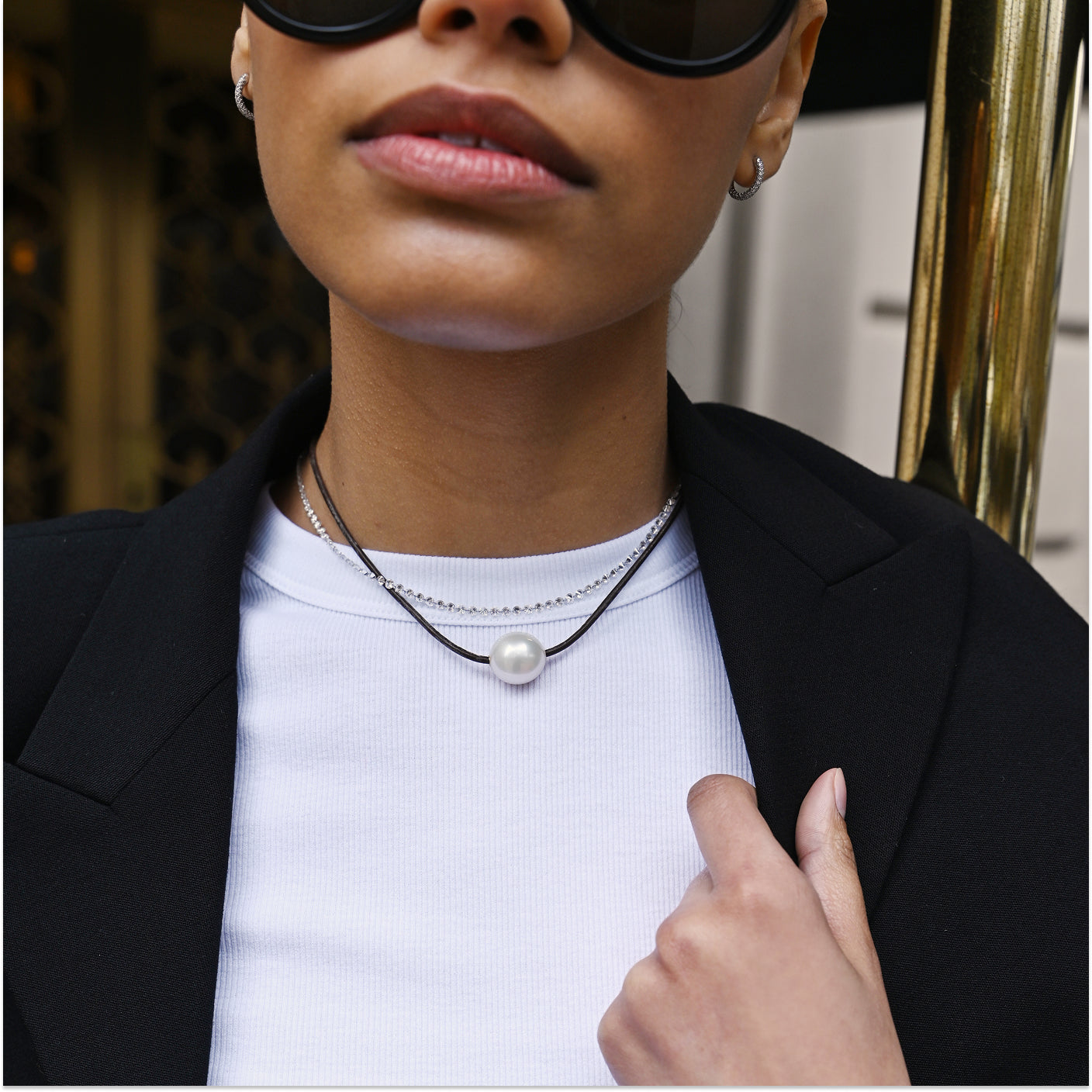 South Sea Pearl Leather Cord Necklace